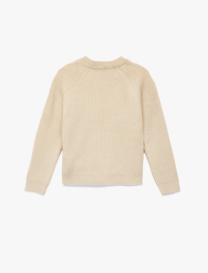 Kız Çocuk Uzun Kollu Bisiklet Yaka Basic Triko Kazak