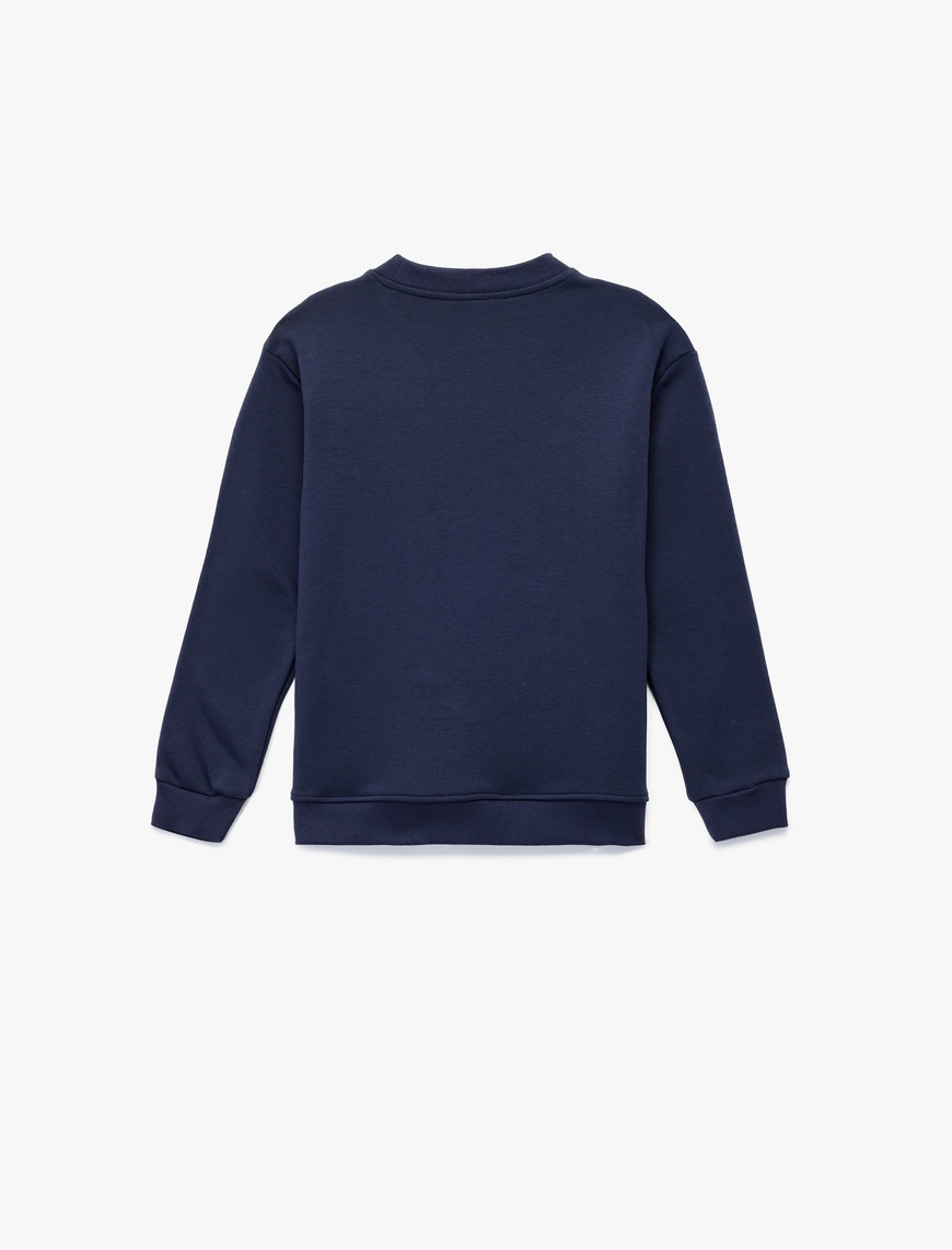  Erkek Çocuk Dinozor Baskılı Şardonlu Uzun Kollu Bisiklet Yaka Sweatshirt