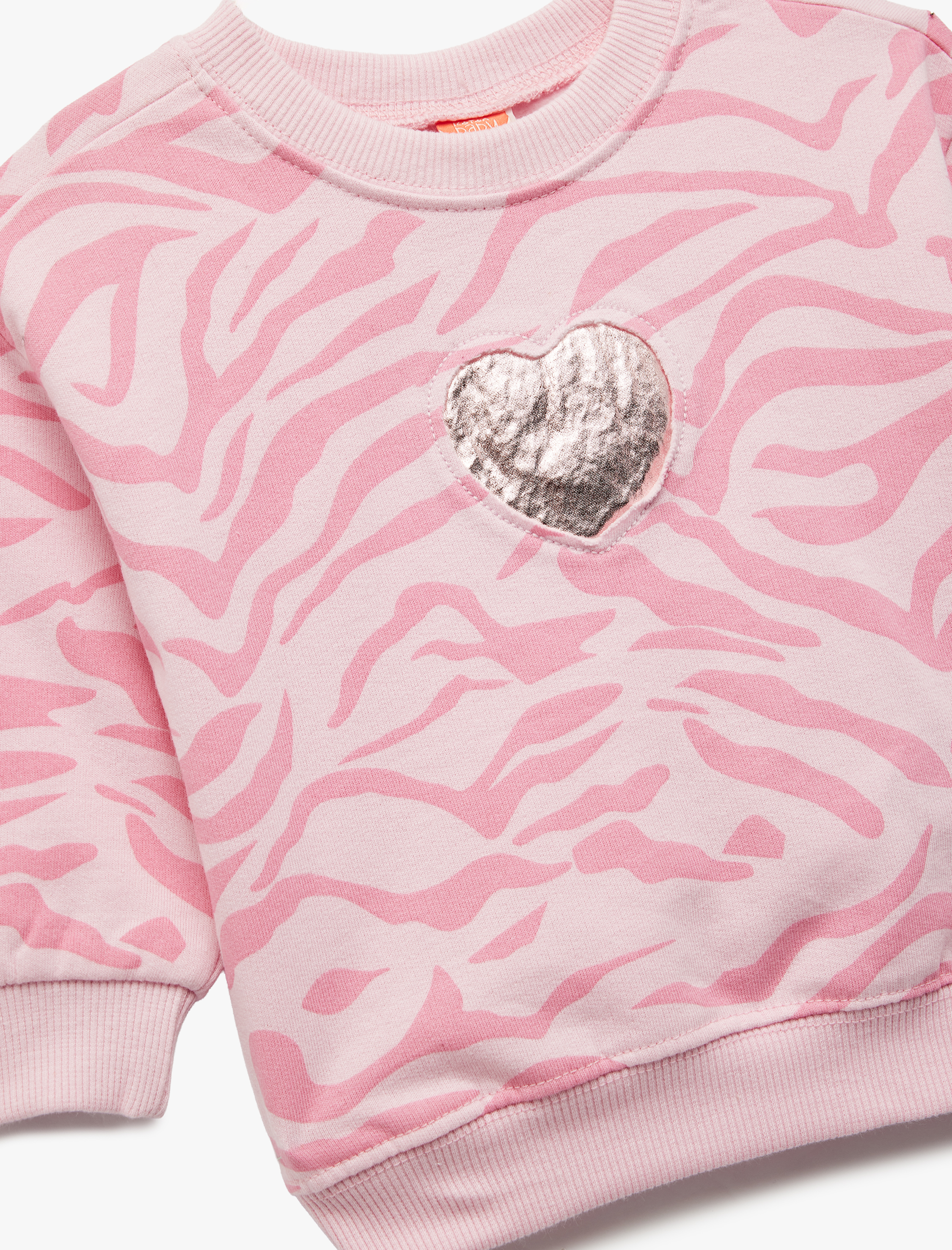 Kız Bebek Pamuklu Uzun Kollu Bisiklet Yaka Şardonlu Sweatshirt