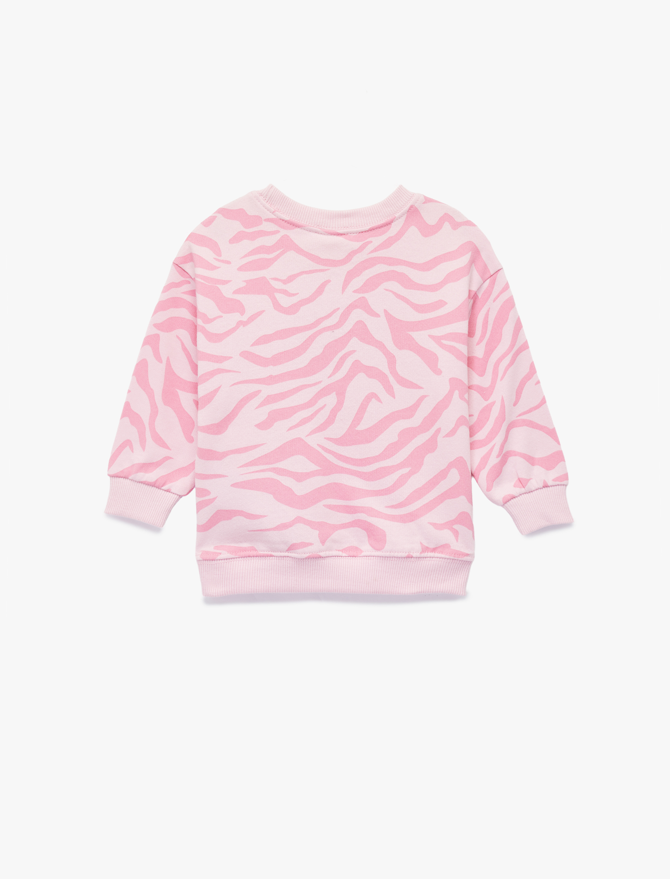 Kız Bebek Pamuklu Uzun Kollu Bisiklet Yaka Şardonlu Sweatshirt