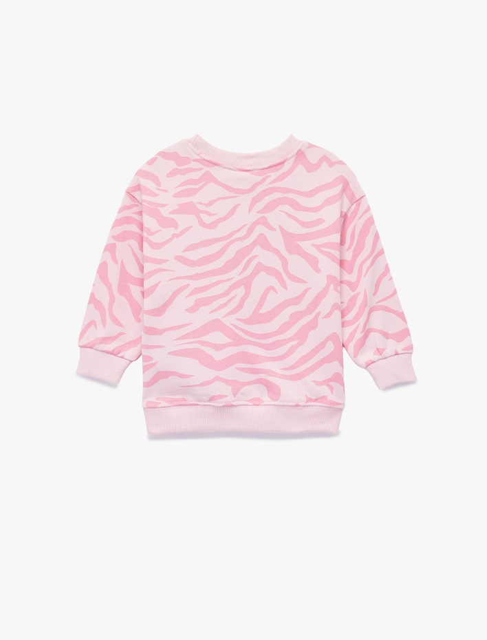 Kız Bebek Pamuklu Uzun Kollu Bisiklet Yaka Şardonlu Sweatshirt