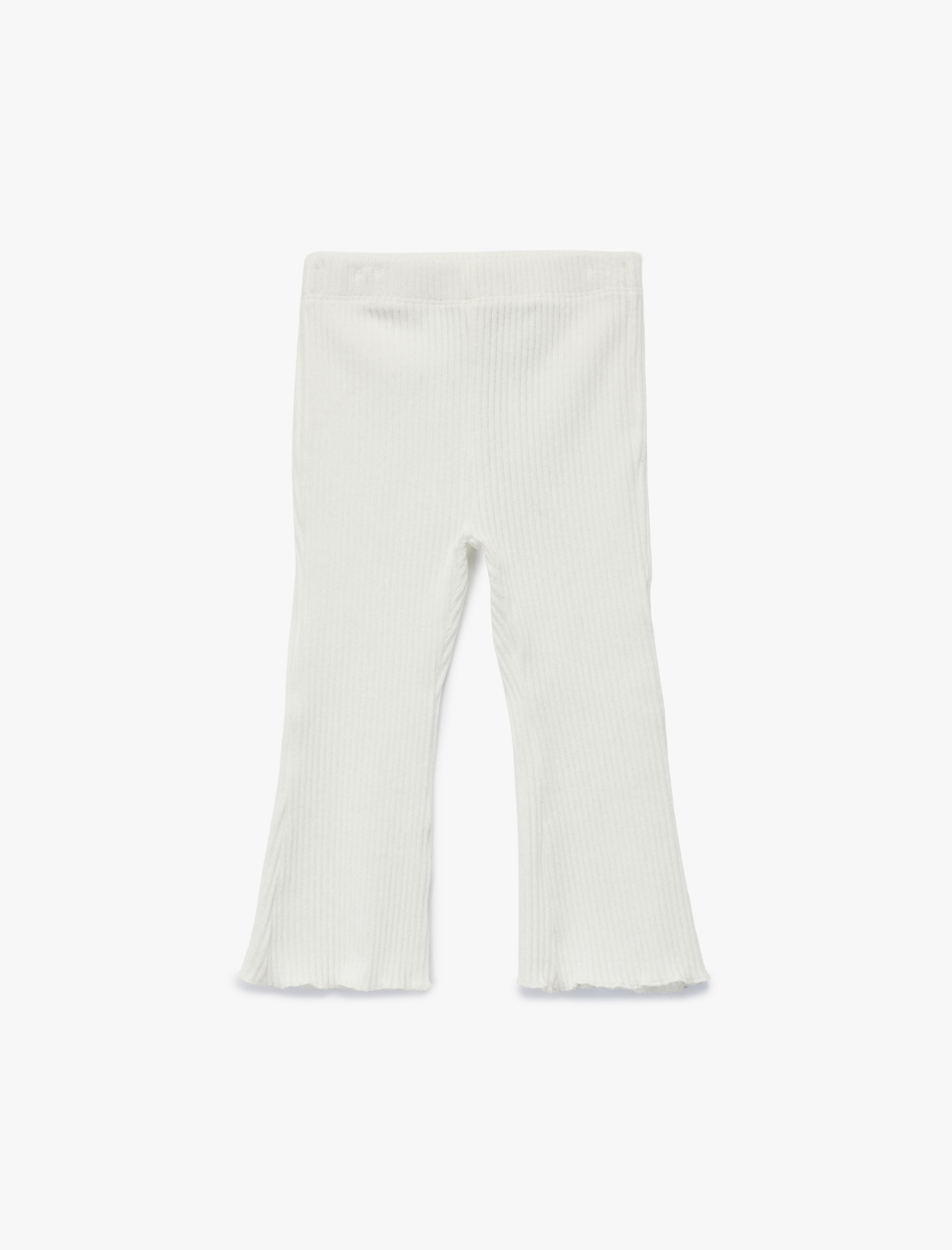  Kız Bebek Pamuklu  Beli Lastikli Basic Kadife İspanyol Paça Tayt