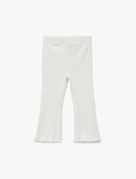 Pamuklu  Beli Lastikli Basic Kadife İspanyol Paça Tayt