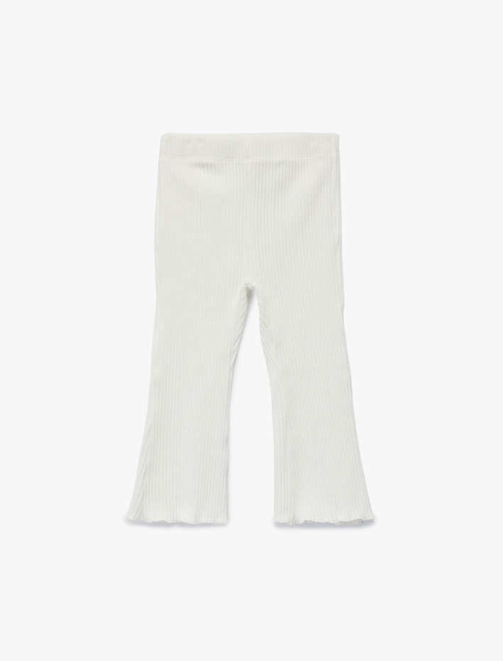 Kız Bebek Pamuklu  Beli Lastikli Basic Kadife İspanyol Paça Tayt