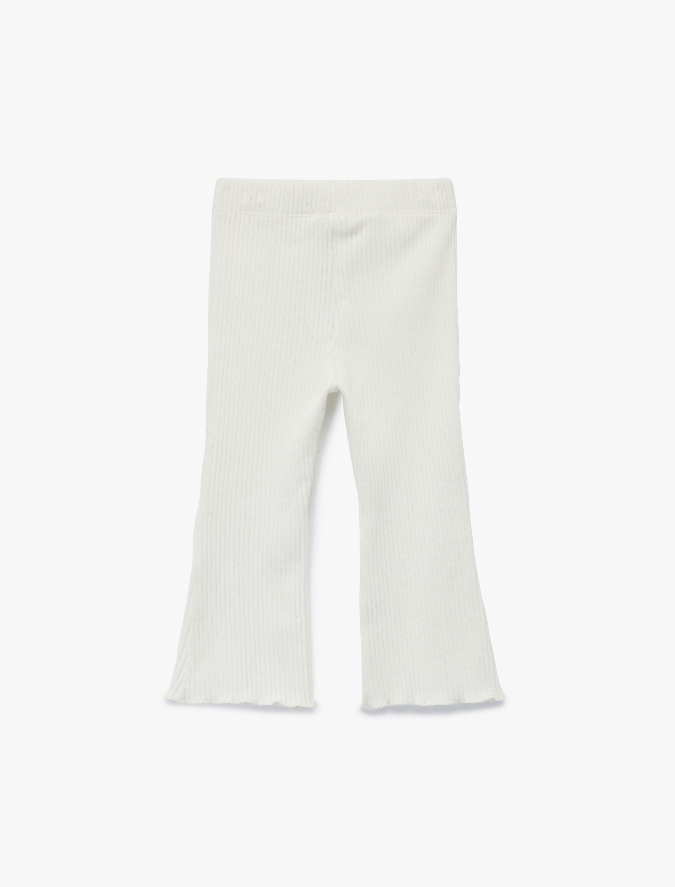  Kız Bebek Pamuklu  Beli Lastikli Basic Kadife İspanyol Paça Tayt