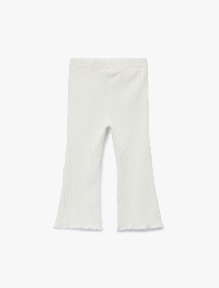 Kız Bebek Pamuklu  Beli Lastikli Basic Kadife İspanyol Paça Tayt