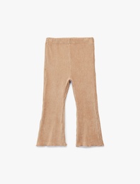 Beli Lastikli Basic İspanyol Paça Kadife Tayt