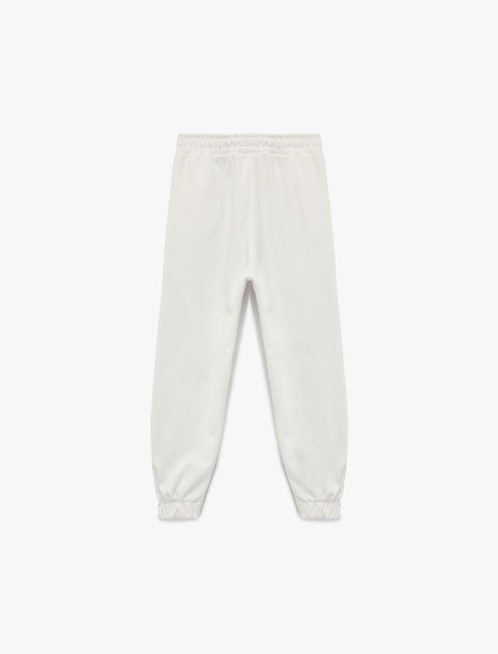 Kız Çocuk Şardonlu Beli Lastikli Baskılı Jogger Eşofman Altı