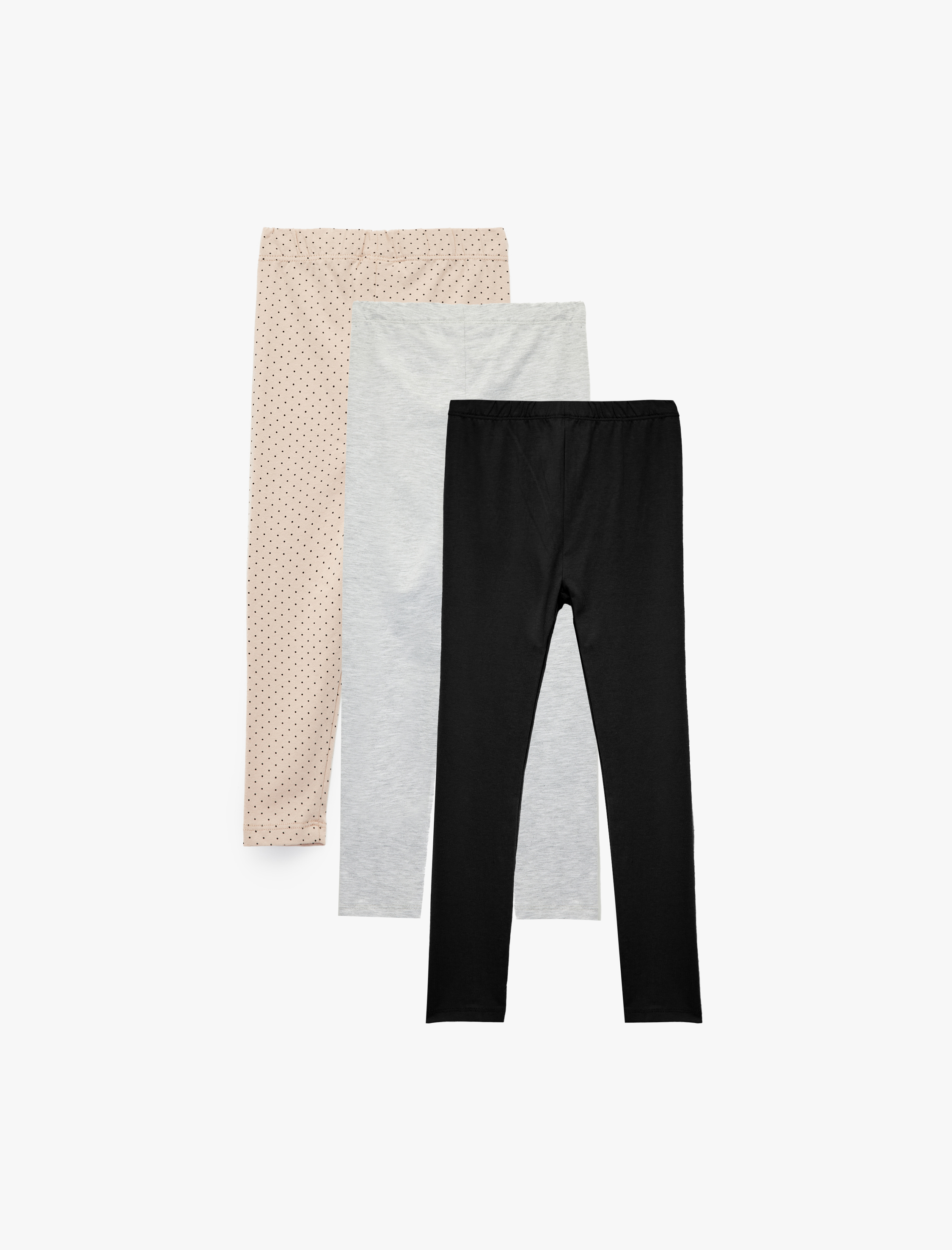  Kız Bebek Desenli Beli Lastikli 3'lü Tayt Seti