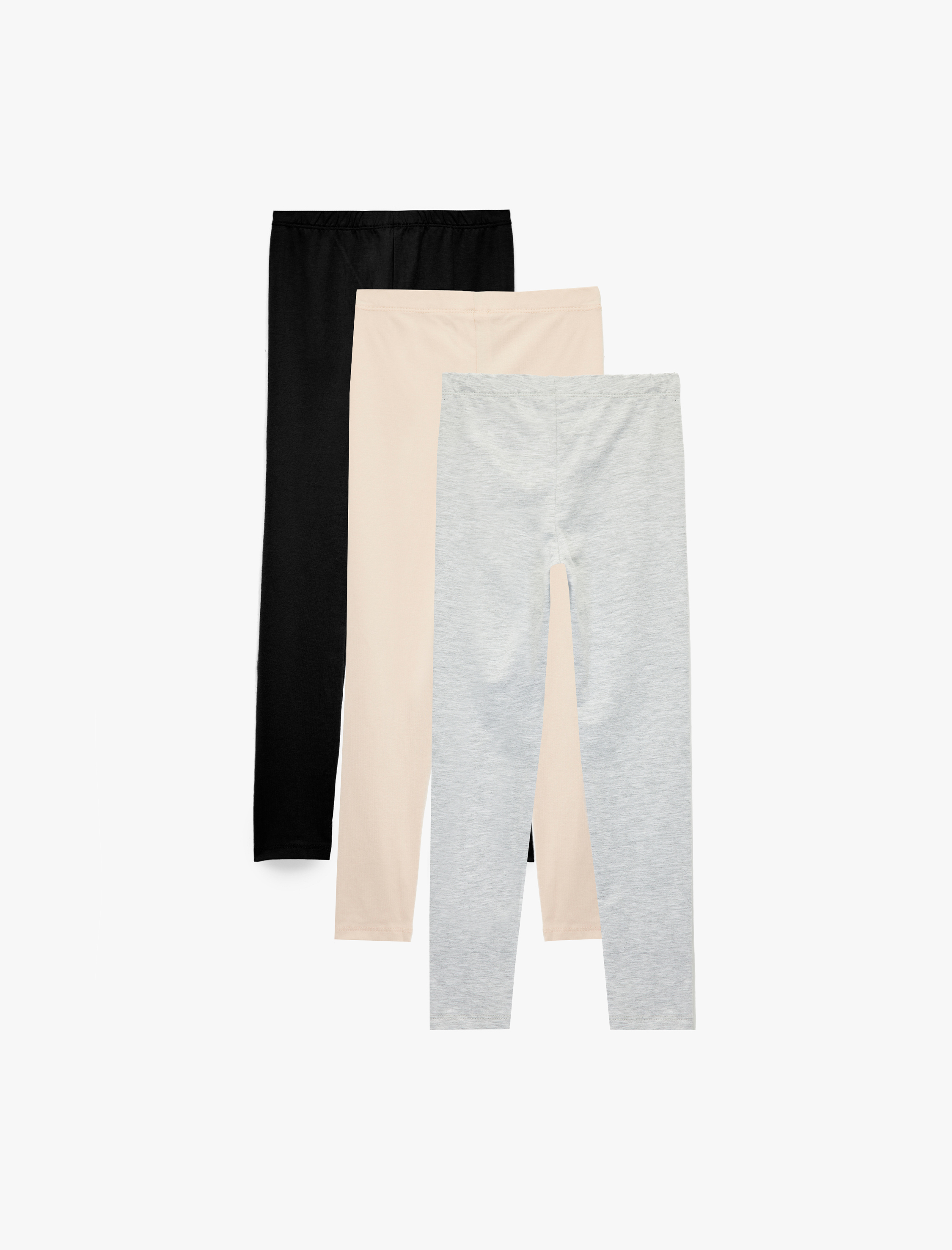  Kız Çocuk Beli lastikli Basic 3'lü Tayt Seti