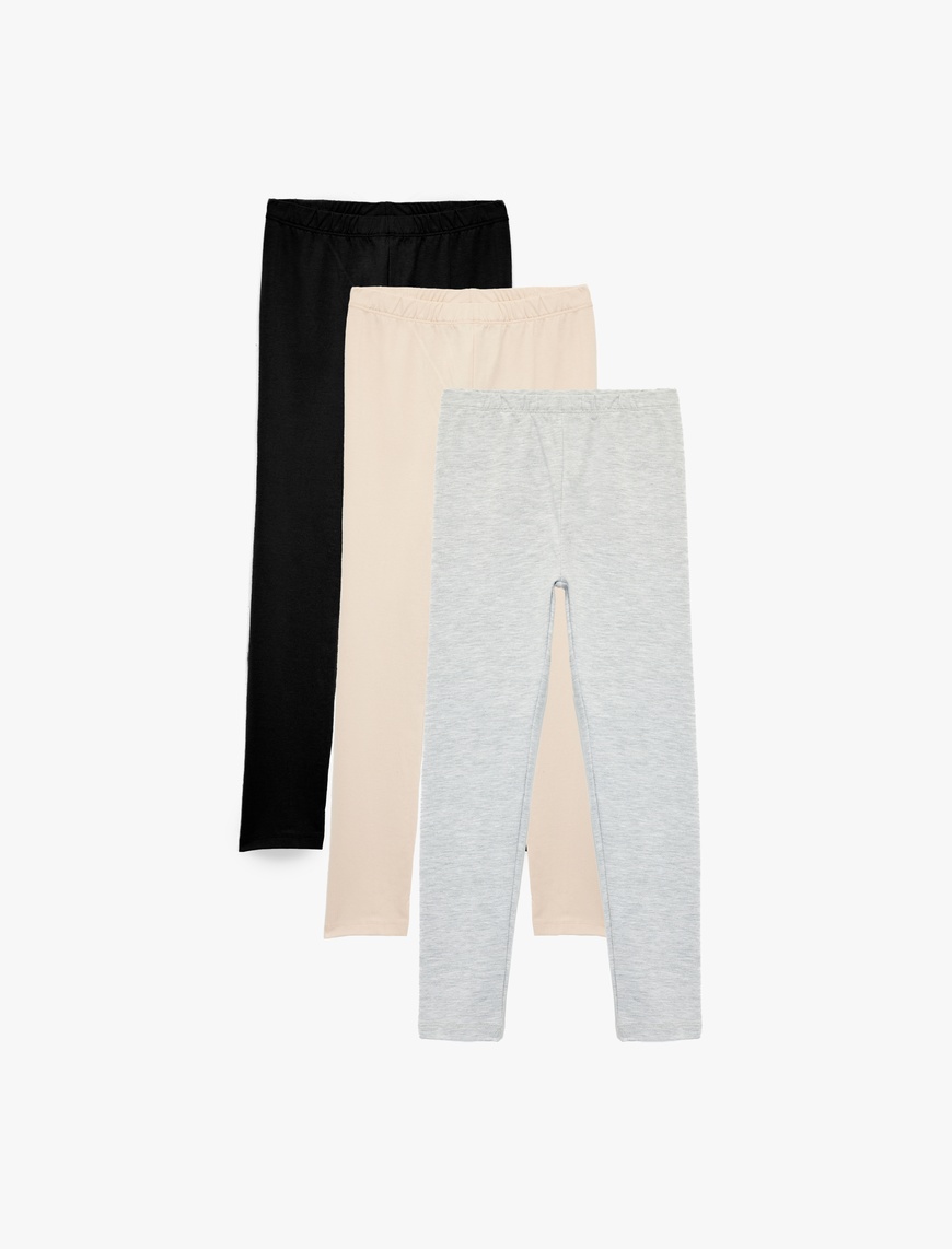 Koton Beli lastikli Basic 3’lü Tayt Seti