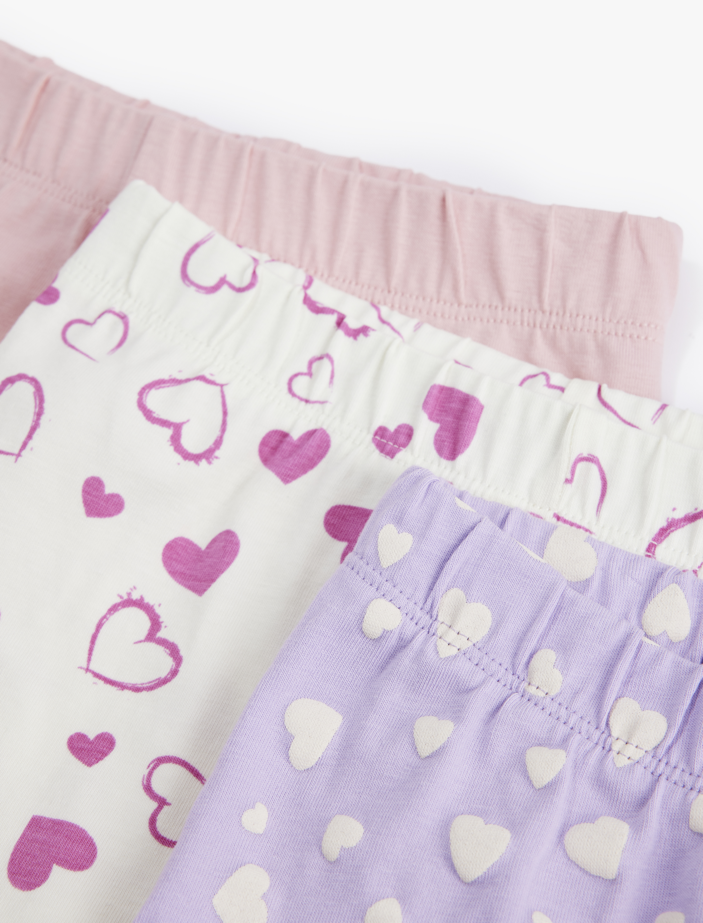  Kız Bebek Pamuklu Desenli Beli Lastikli 3'lü Tayt Seti