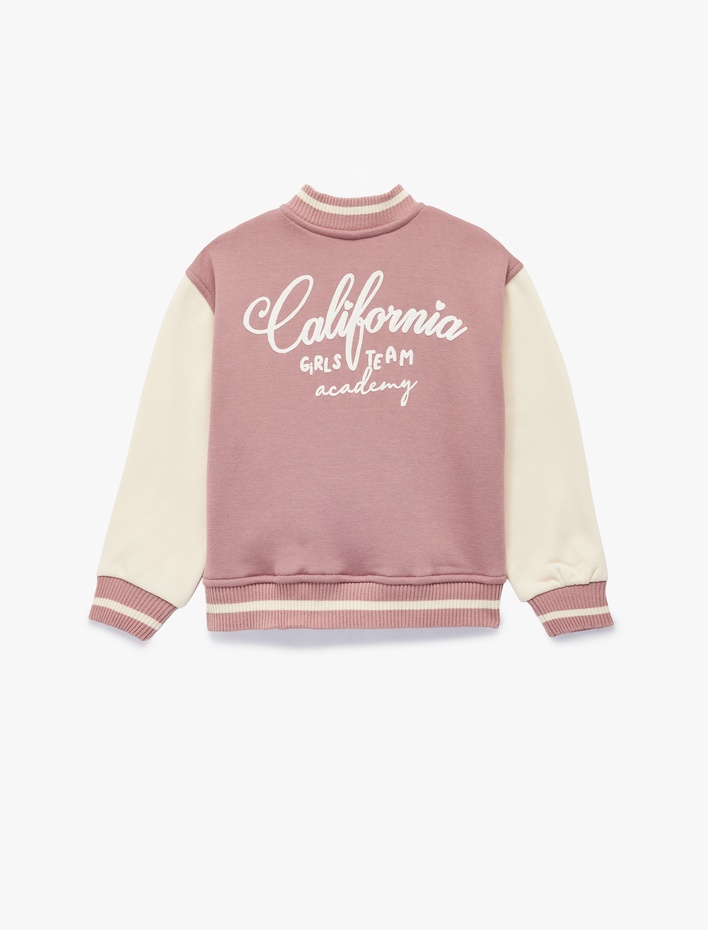 Kız Bebek Renk Bloklu Uzun Kollu Bomber Kolej Ceket