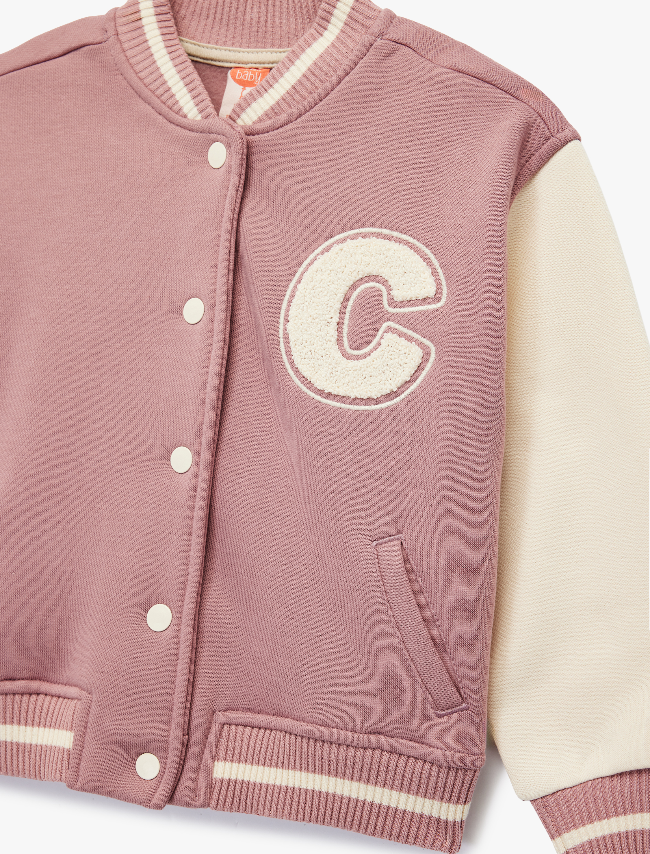  Kız Bebek Renk Bloklu Uzun Kollu Bomber Kolej Ceket