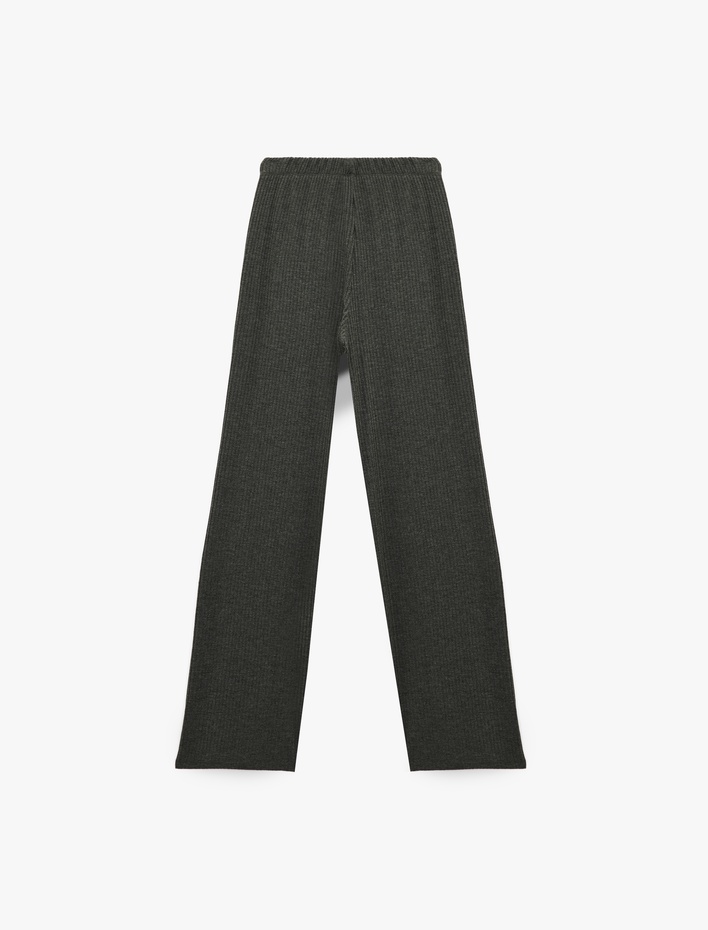  Viskon Karışımlı Yüksek Bel İspanyol Paça Tayt Pantolon