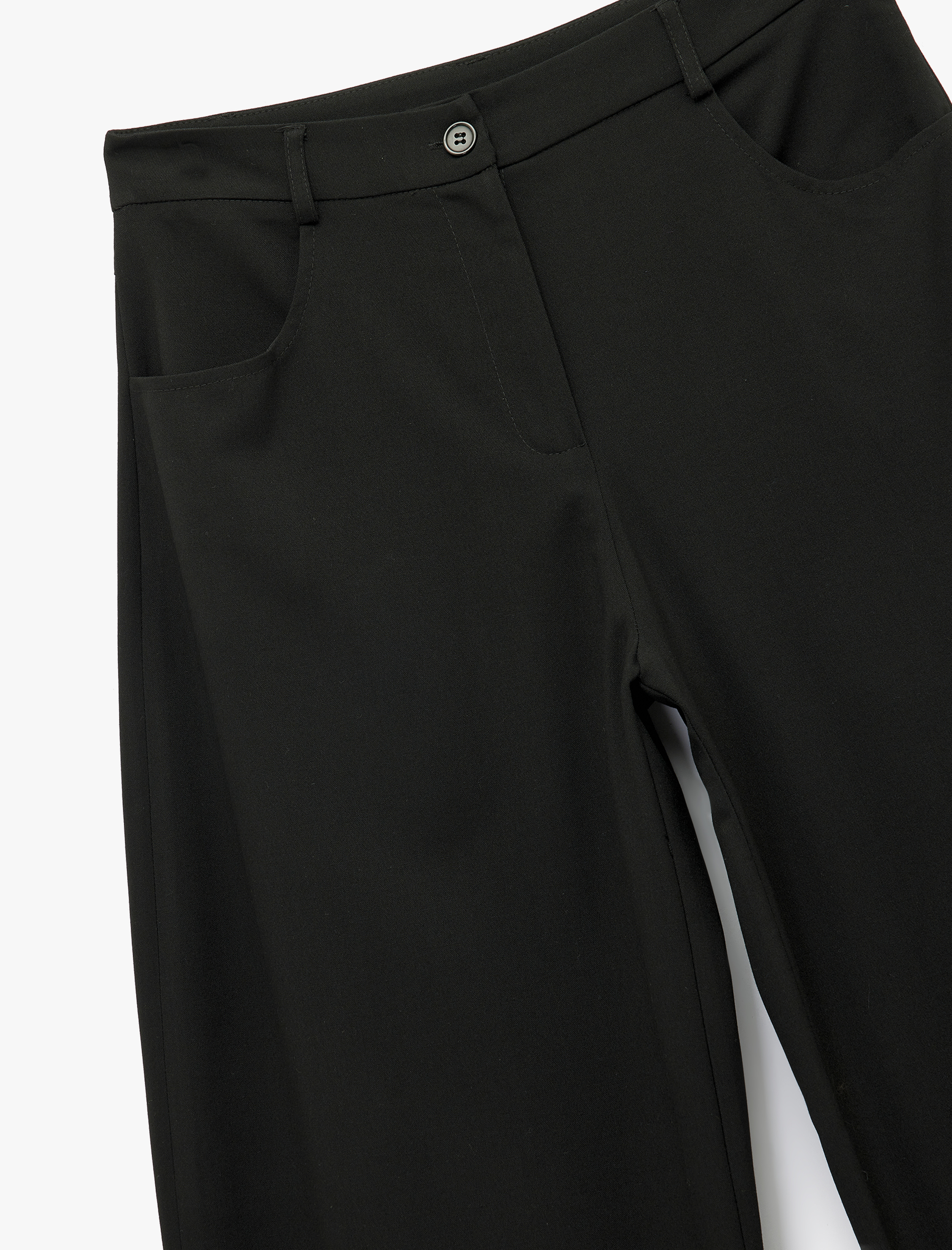   Rahat Kalıp Düğmeli Viskon Karışımlı Cep Detaylı Balon Pantolon