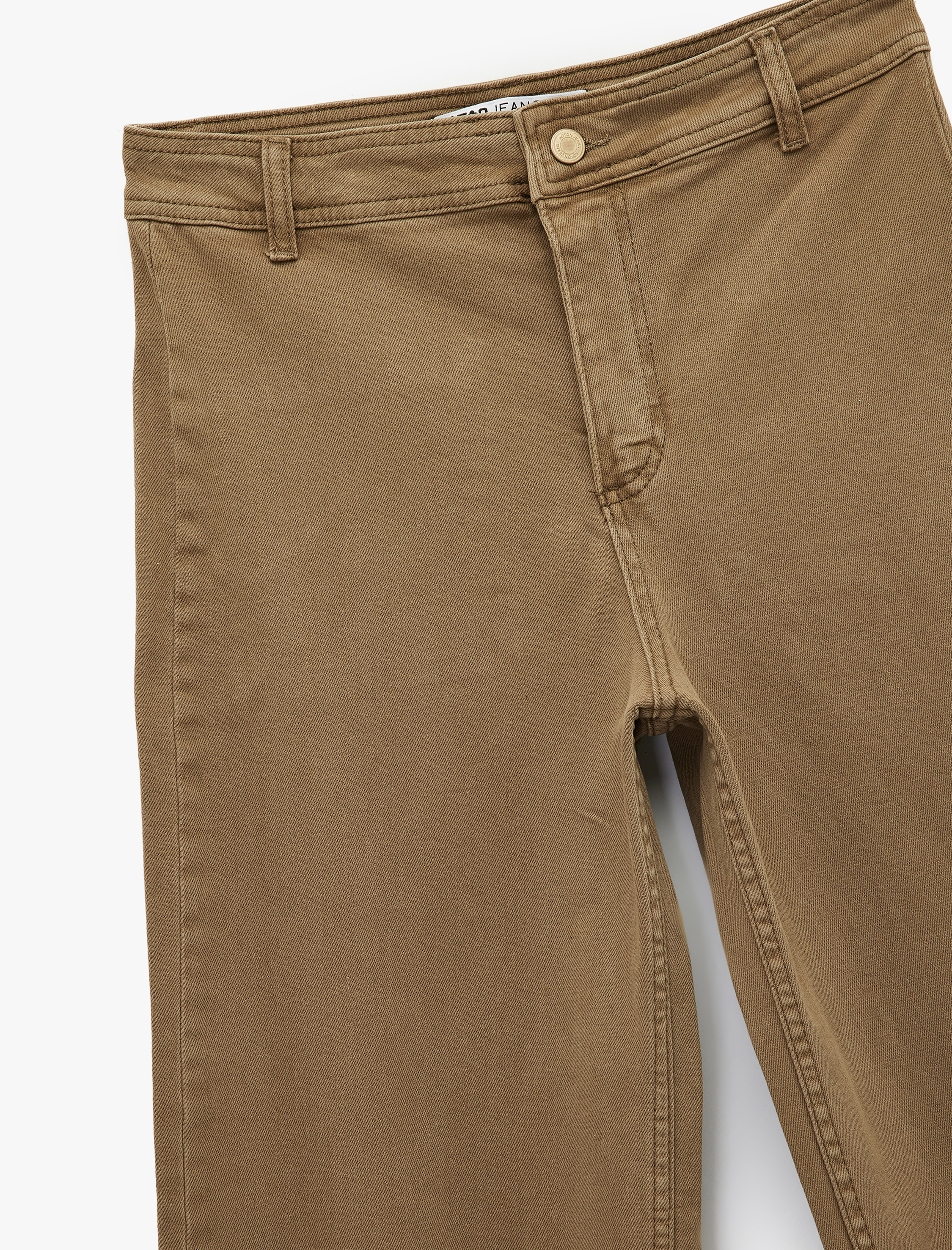   Yüksek Bel Düğmeli Cepli Rahat Kalıp Geniş Paça Denim Pantolon - Culotte Jeans