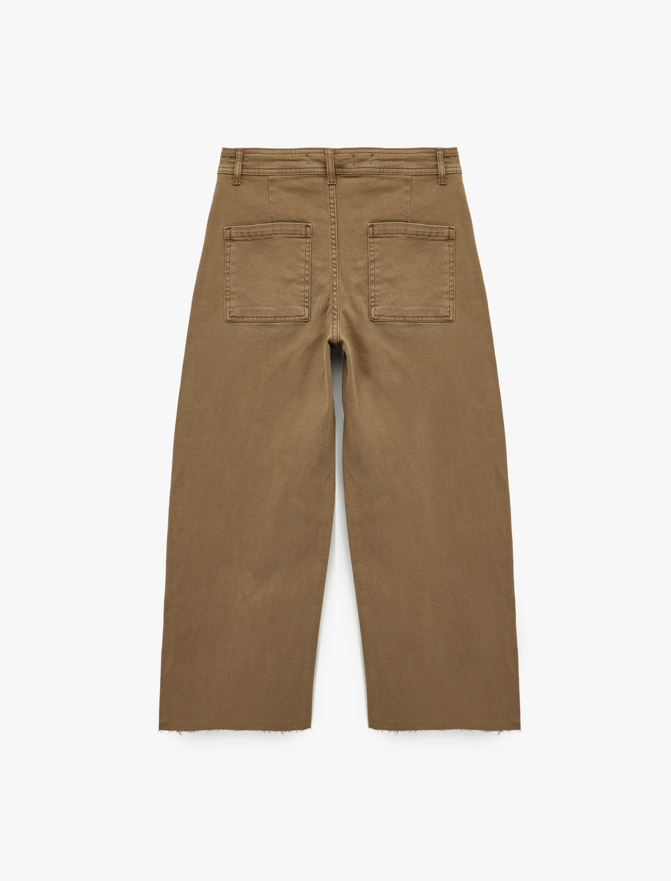   Yüksek Bel Düğmeli Cepli Rahat Kalıp Geniş Paça Denim Pantolon - Culotte Jeans