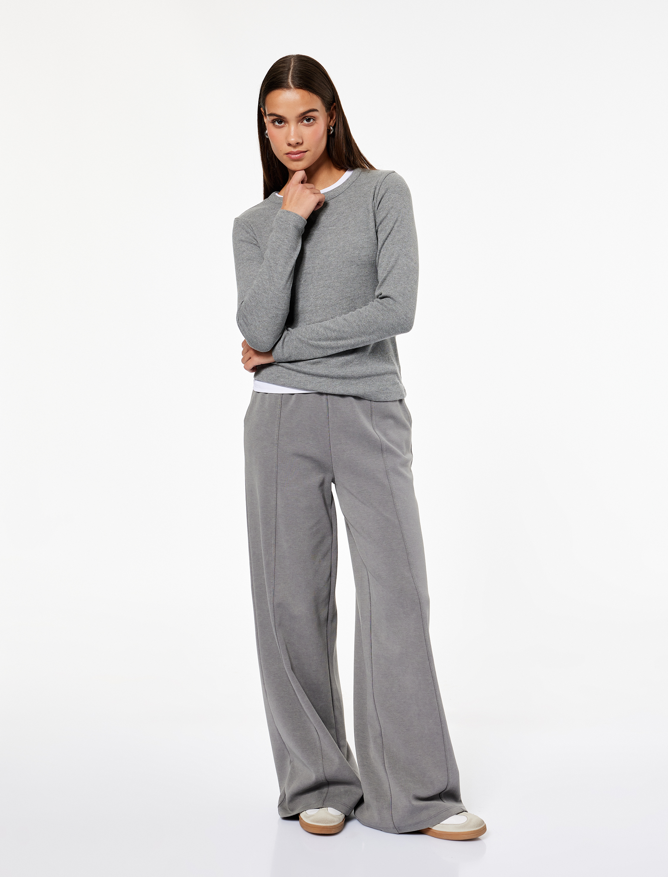 Şardonlu Rahat Kalıp Nervürlü Cepli Beli Lastikli Geniş Paça Eşofman Altı