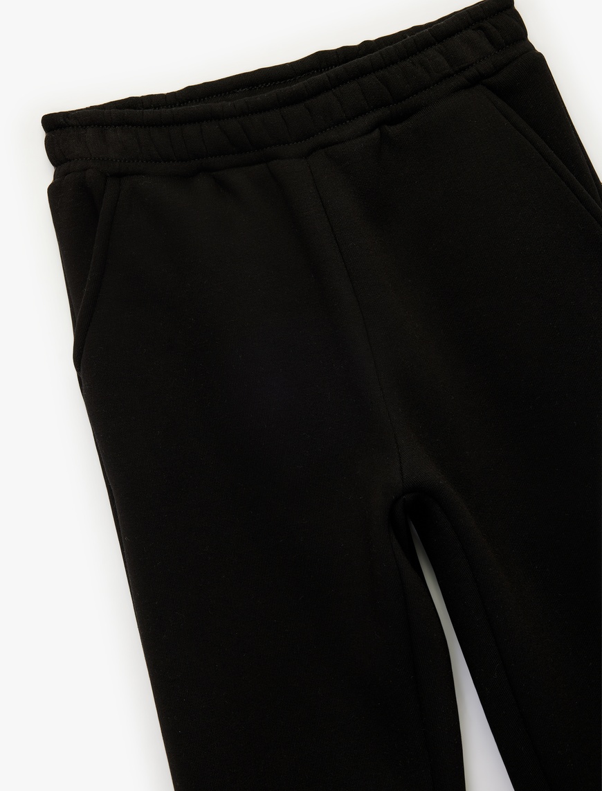  Kız Çocuk Şardonlu Beli Lastikli Baskılı Basic Jogger Eşofman Altı