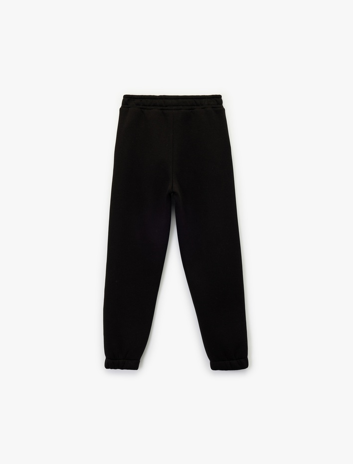 Kız Çocuk Şardonlu Beli Lastikli Baskılı Basic Jogger Eşofman Altı