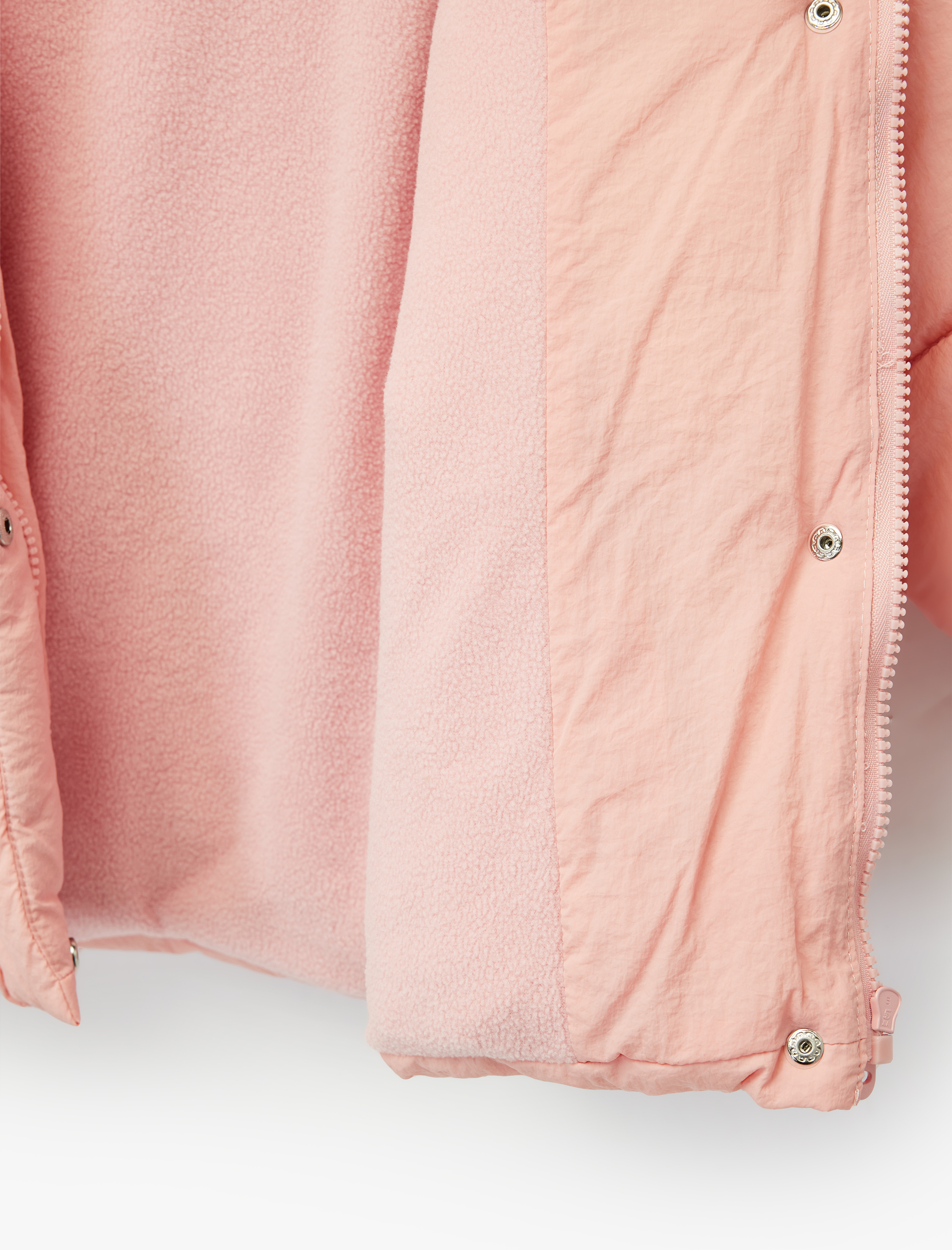  Kız Bebek Kapşonlu Cepli Uzun Kollu Fermuarlı Şişme Mont