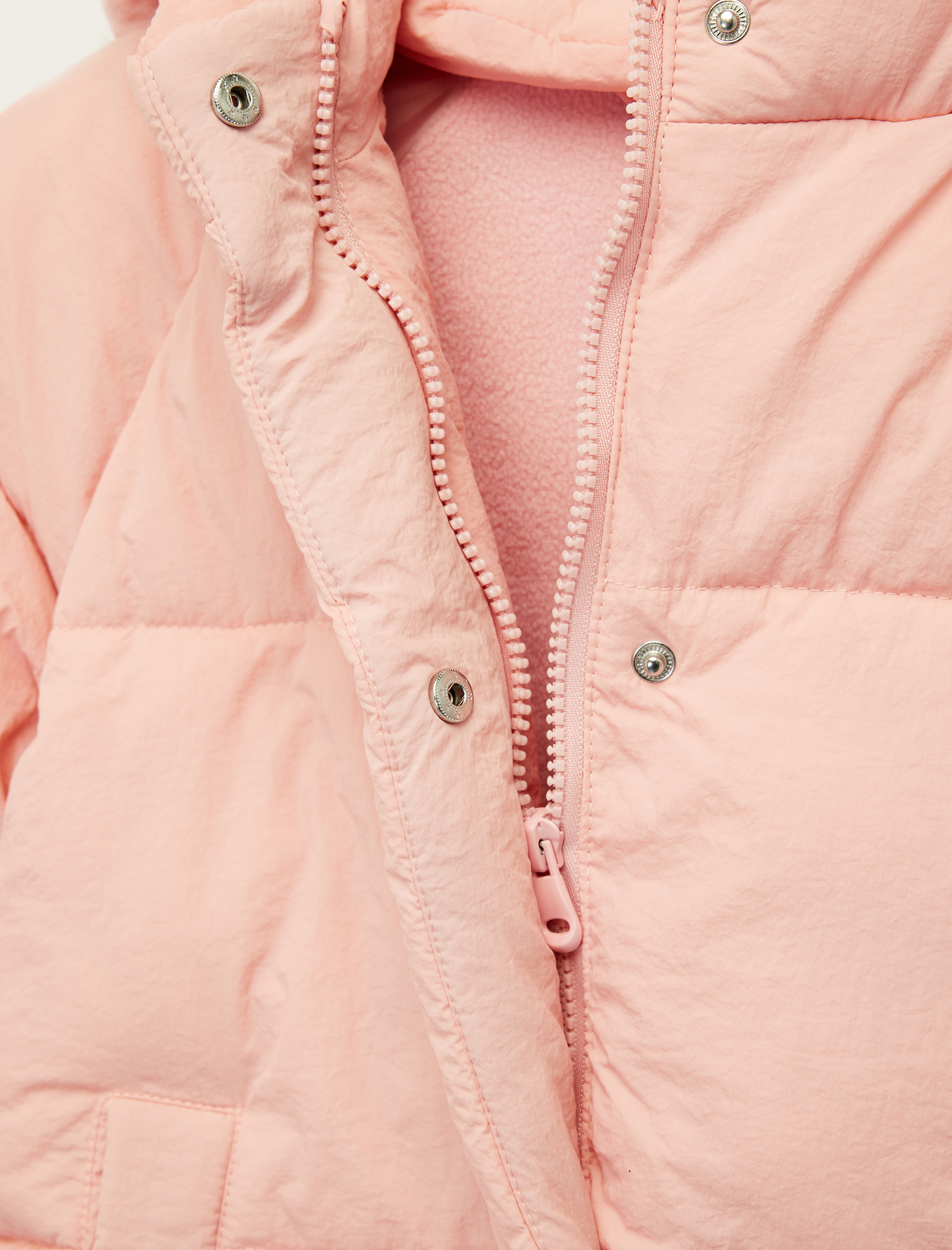  Kız Bebek Kapşonlu Cepli Uzun Kollu Fermuarlı Şişme Mont