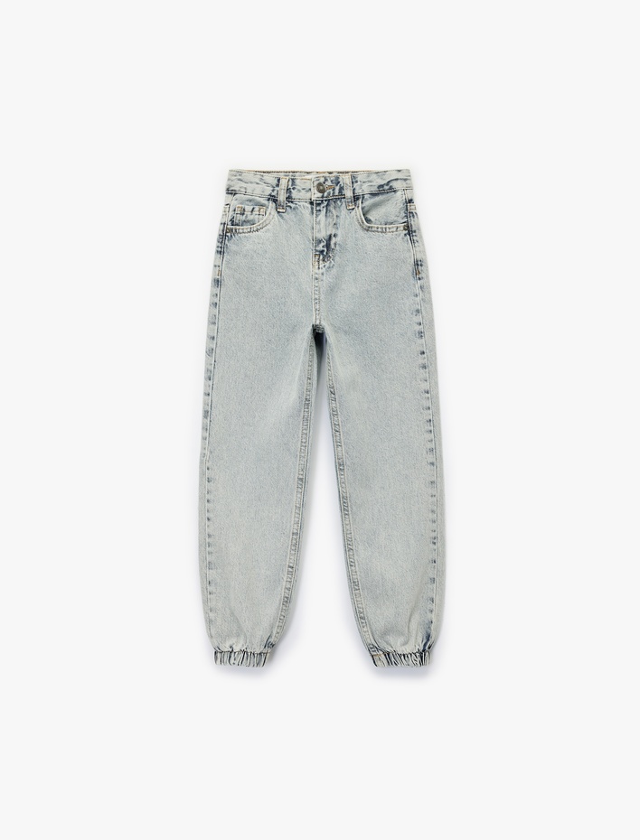 Kız Çocuk Pamuklu Cepli Jooger Denim Pantolon