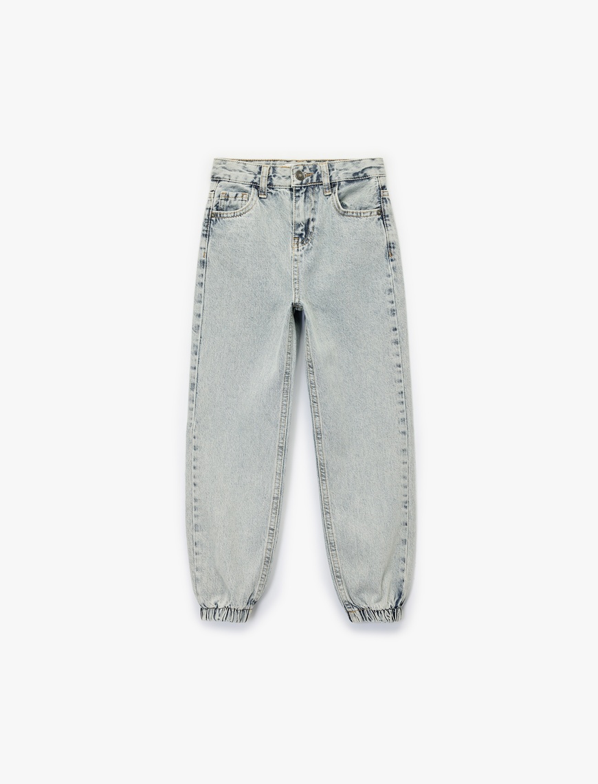  Kız Çocuk Pamuklu Cepli Jooger Denim Pantolon