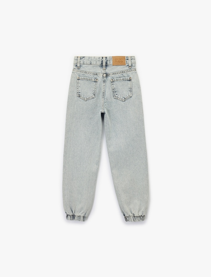 Kız Çocuk Pamuklu Cepli Jooger Denim Pantolon
