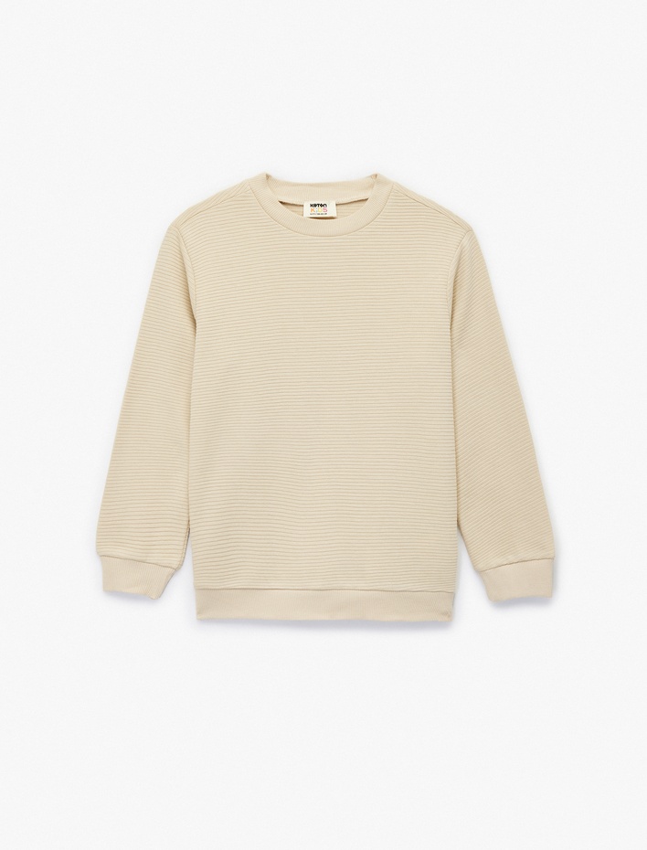 Erkek Çocuk Pamuklu Uzun Kollu Bisiklet Yaka Basic Okul Sweatshirt