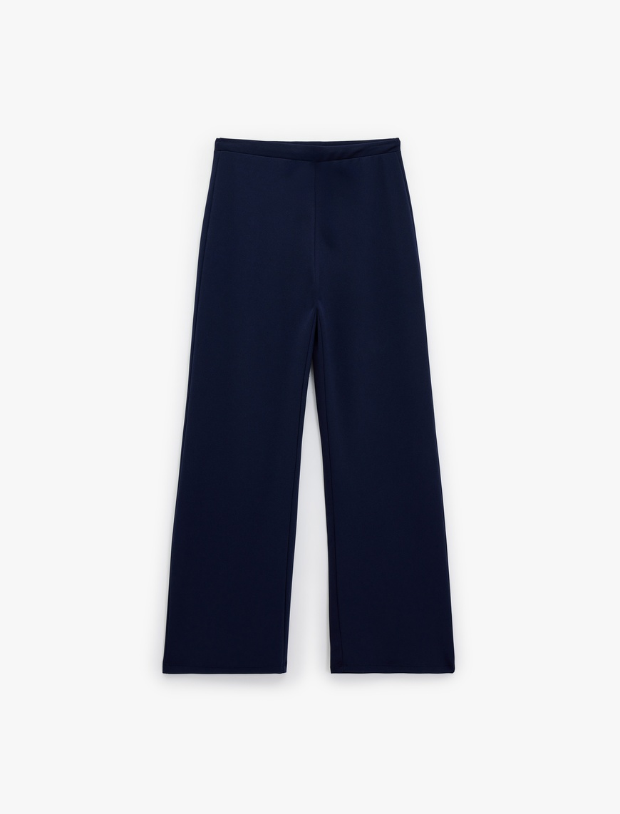   Yüksek Bel Bağcıklı Geniş Paça Pantolon