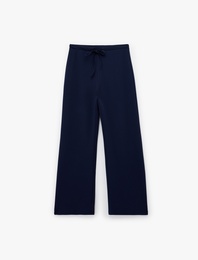 Yüksek Bel Bağcıklı Geniş Paça Pantolon