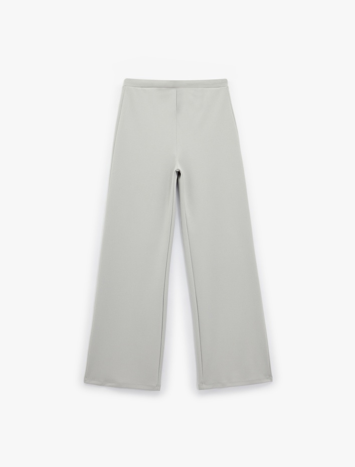  Yüksek Bel Bağcıklı Geniş Paça Pantolon