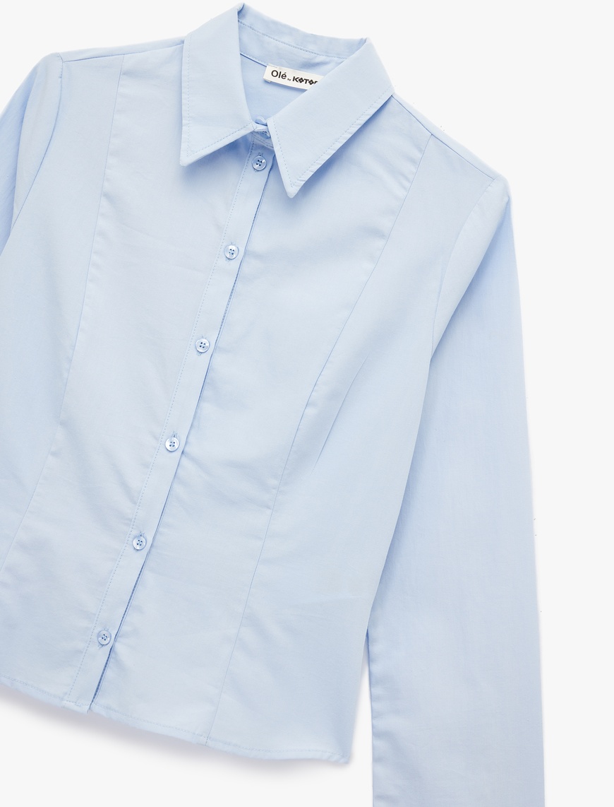   Pamuklu Uzun Kollu Slim Fit Düğmeli Klasik Yaka Gömlek