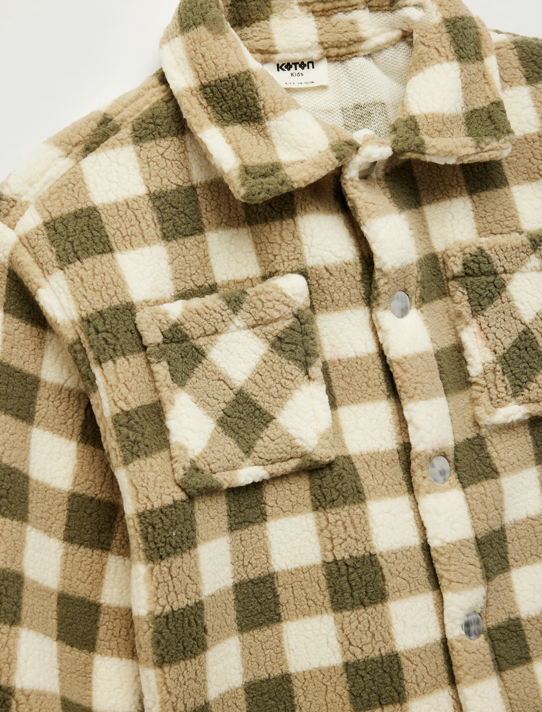  Erkek Çocuk Düğmeli Uzun Kollu Ekoseli Polar Gömlek Ceket