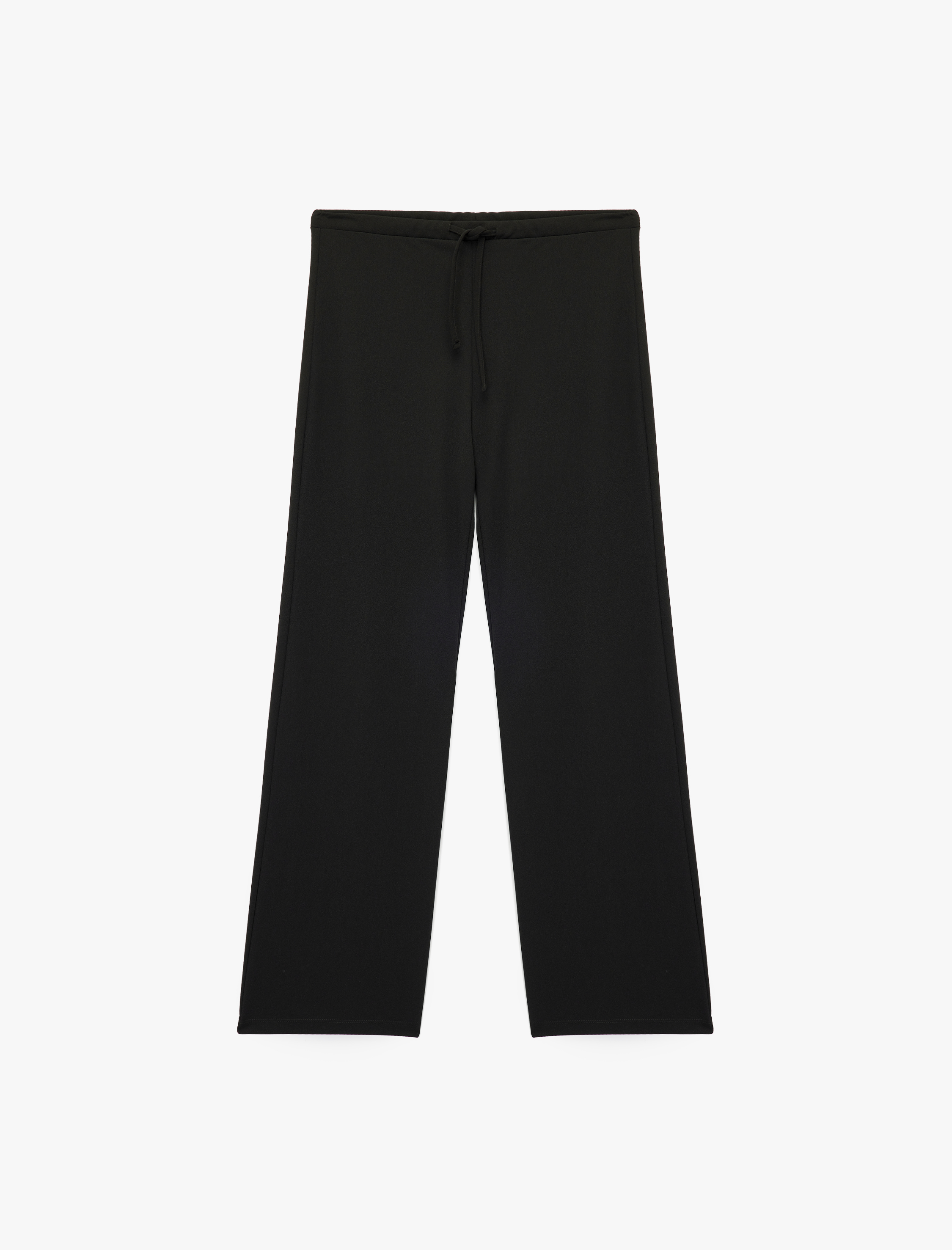 Krep Scuba Kumaş Yüksek Bel Bağcıklı Geniş Paça Pantolon