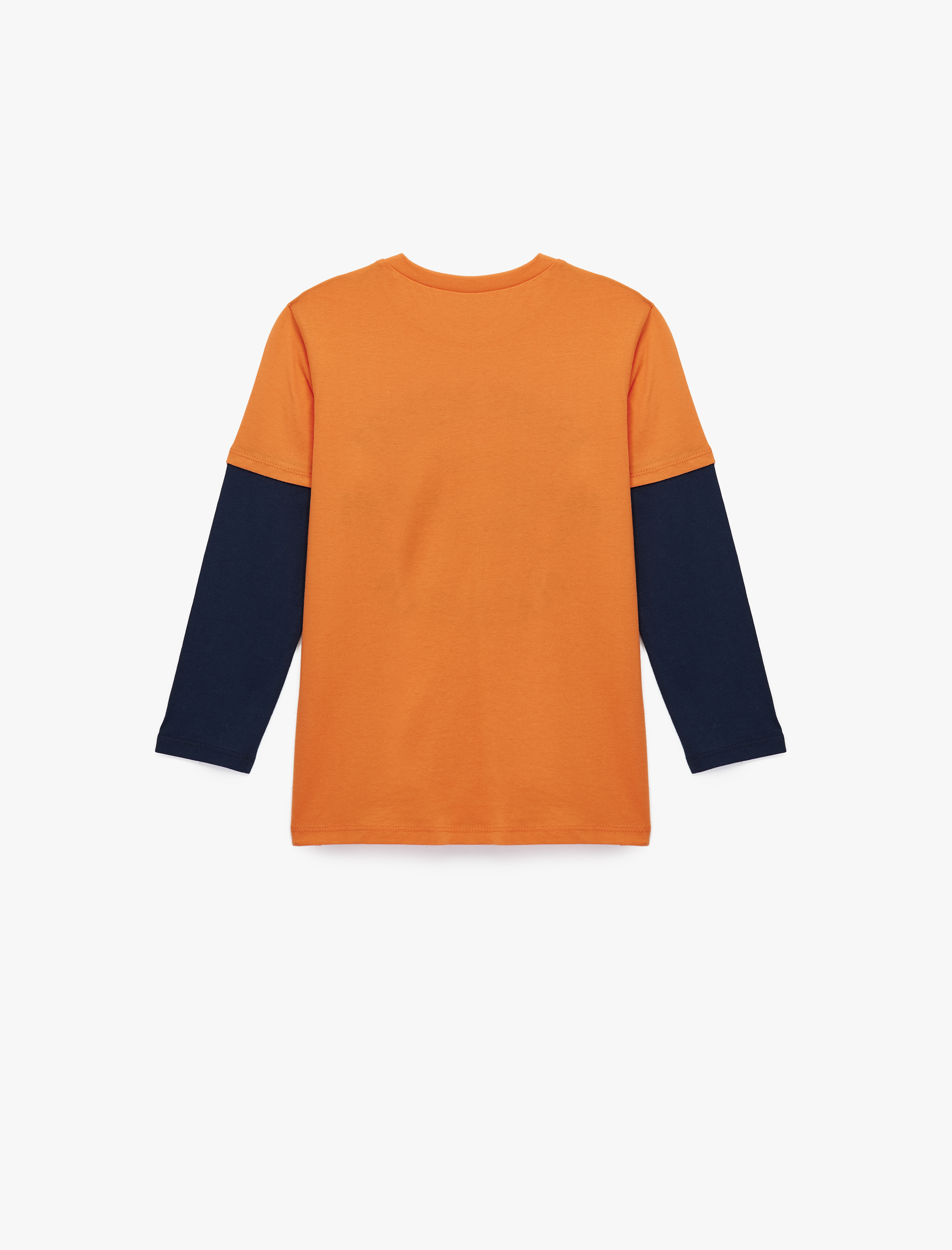  Erkek Çocuk Uzun Kollu Pamuklu Bisiklet Yaka Baskılı Tişört