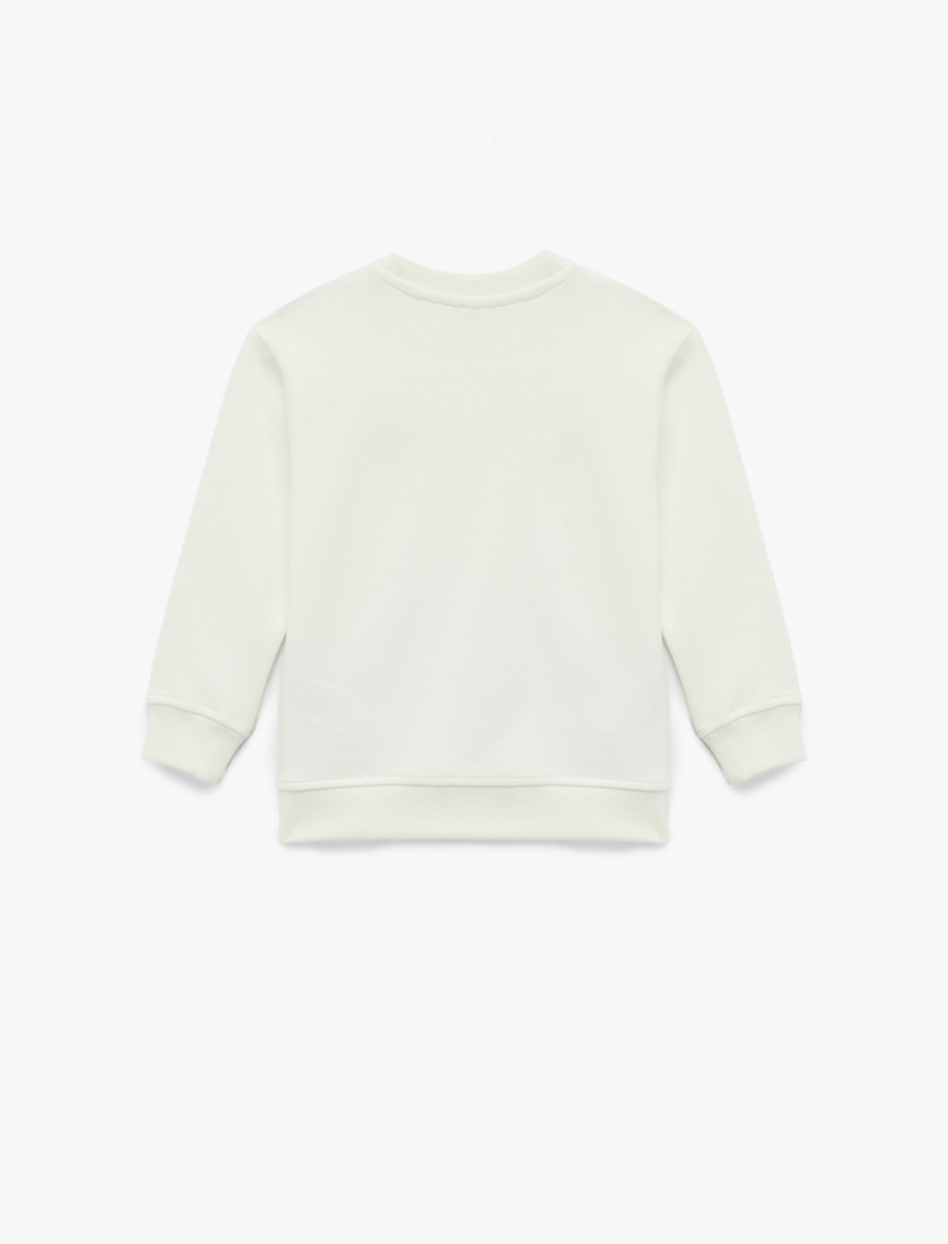  Erkek Çocuk Köpek Baskılı Uzun Kollu Bisiklet Yaka Sweatshirt