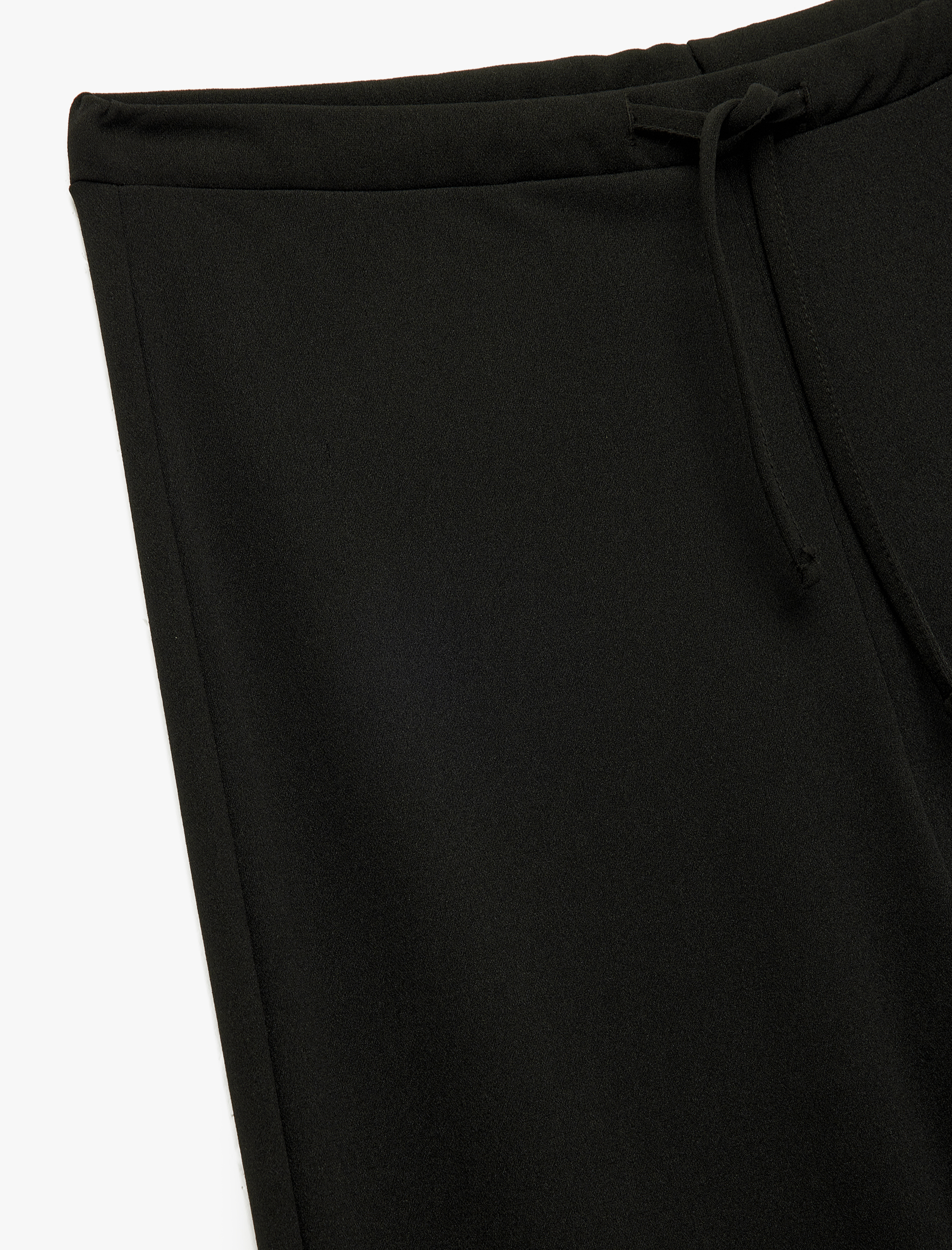 Krep Scuba Kumaş Yüksek Bel Bağcıklı Geniş Paça Pantolon