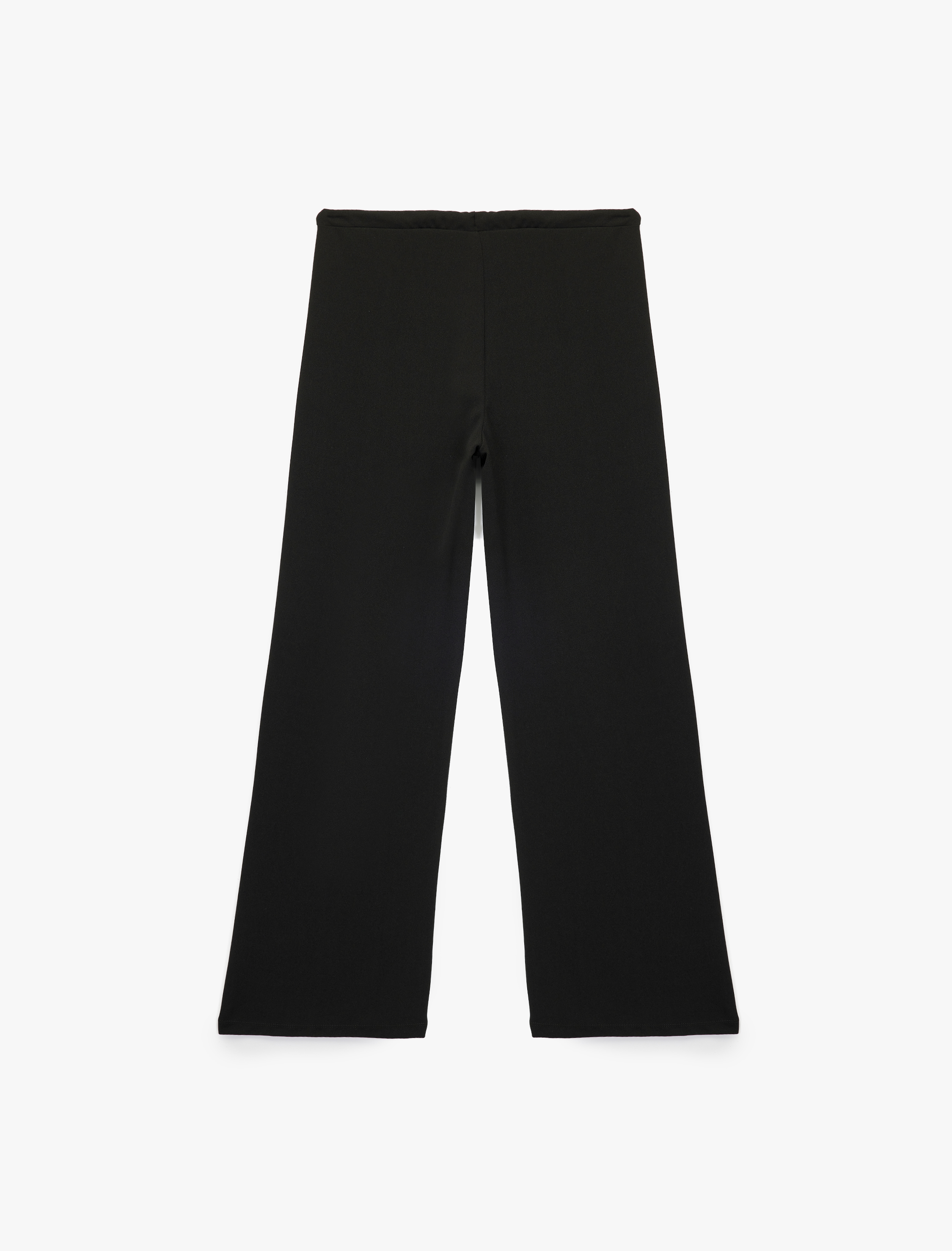 Krep Scuba Kumaş Yüksek Bel Bağcıklı Geniş Paça Pantolon