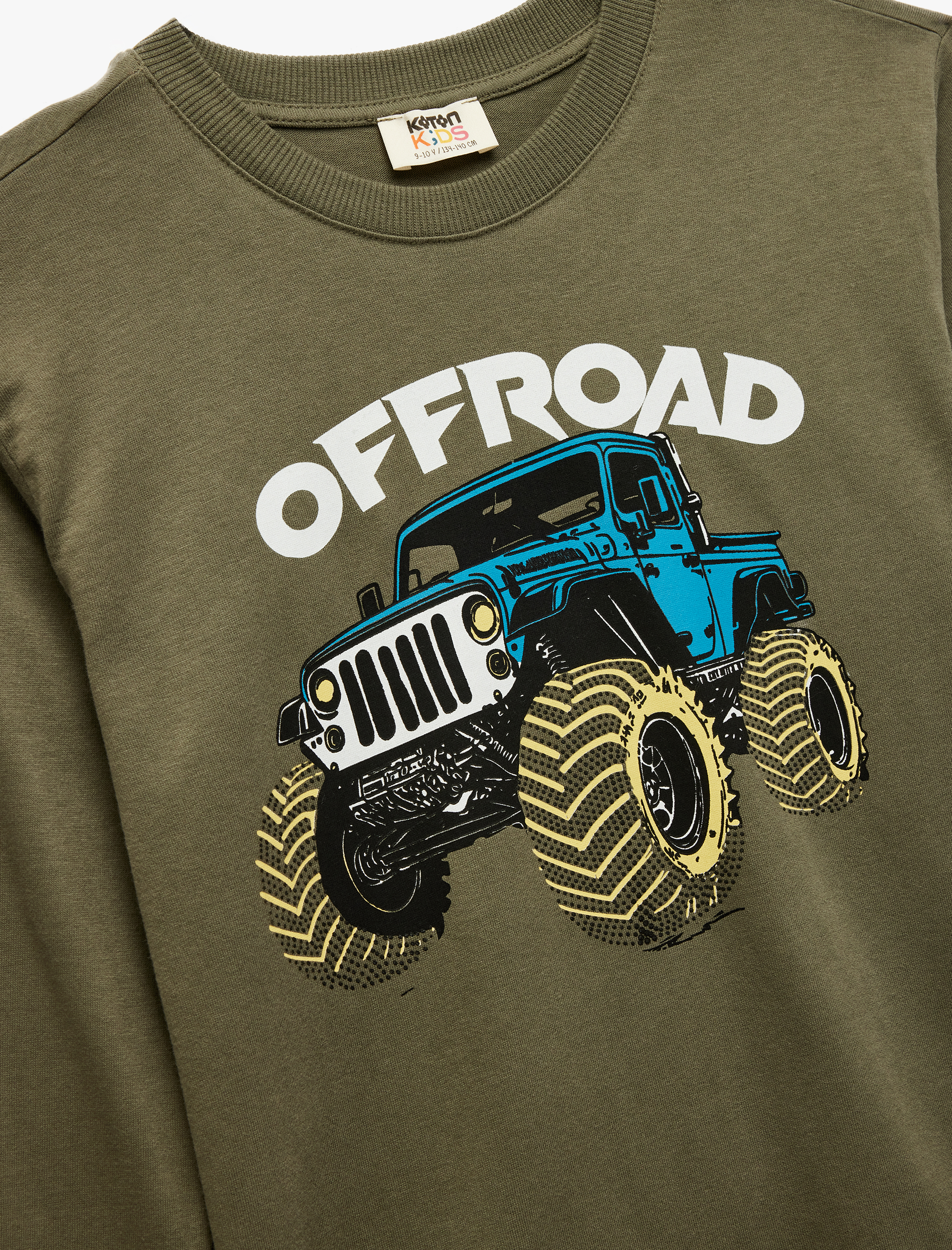 Erkek Çocuk Pamuklu Uzun Kollu Bisiklet Yaka Baskılı Tişört