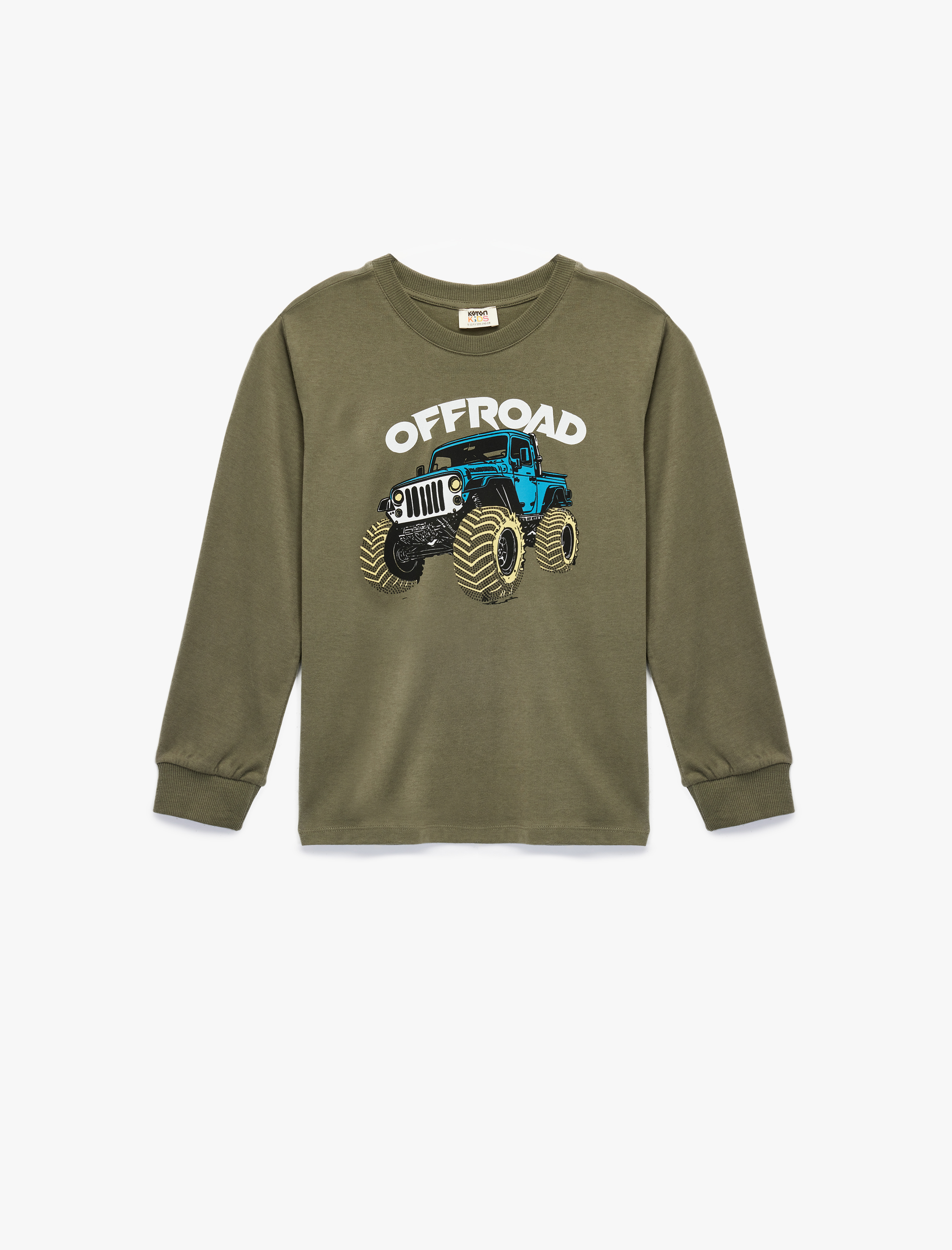 Erkek Çocuk Pamuklu Uzun Kollu Bisiklet Yaka Baskılı Tişört