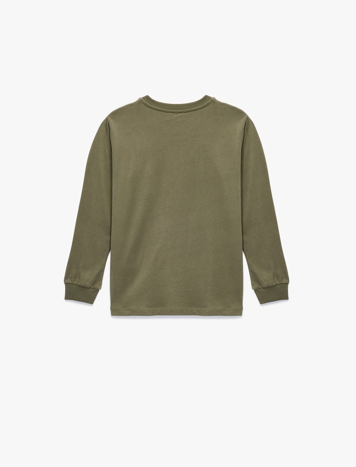 Erkek Çocuk Pamuklu Uzun Kollu Bisiklet Yaka Baskılı Tişört