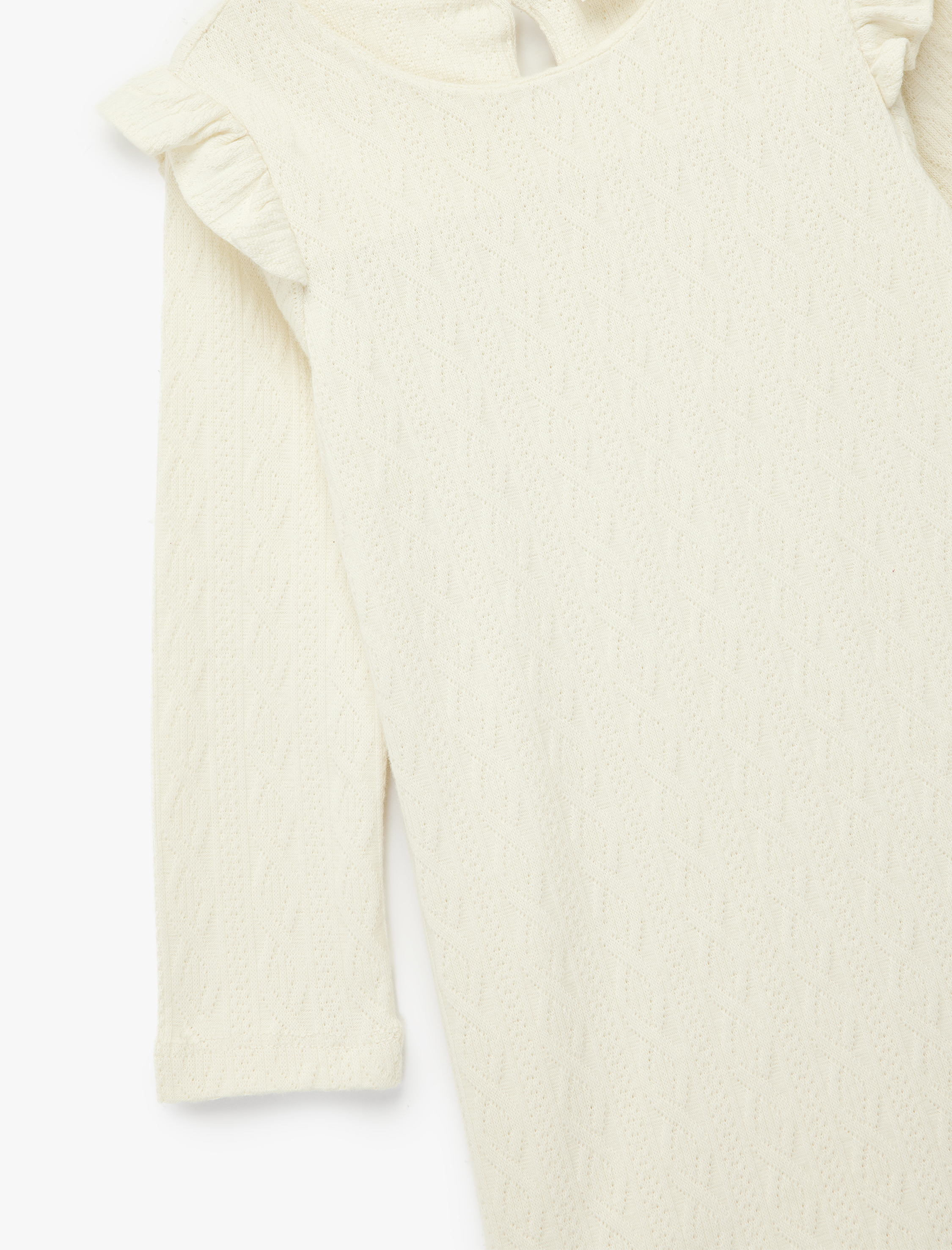  Kız Bebek Pamuklu Uzun Kollu Bisiklet Yaka Fırfır Detaylı Basic Elbise