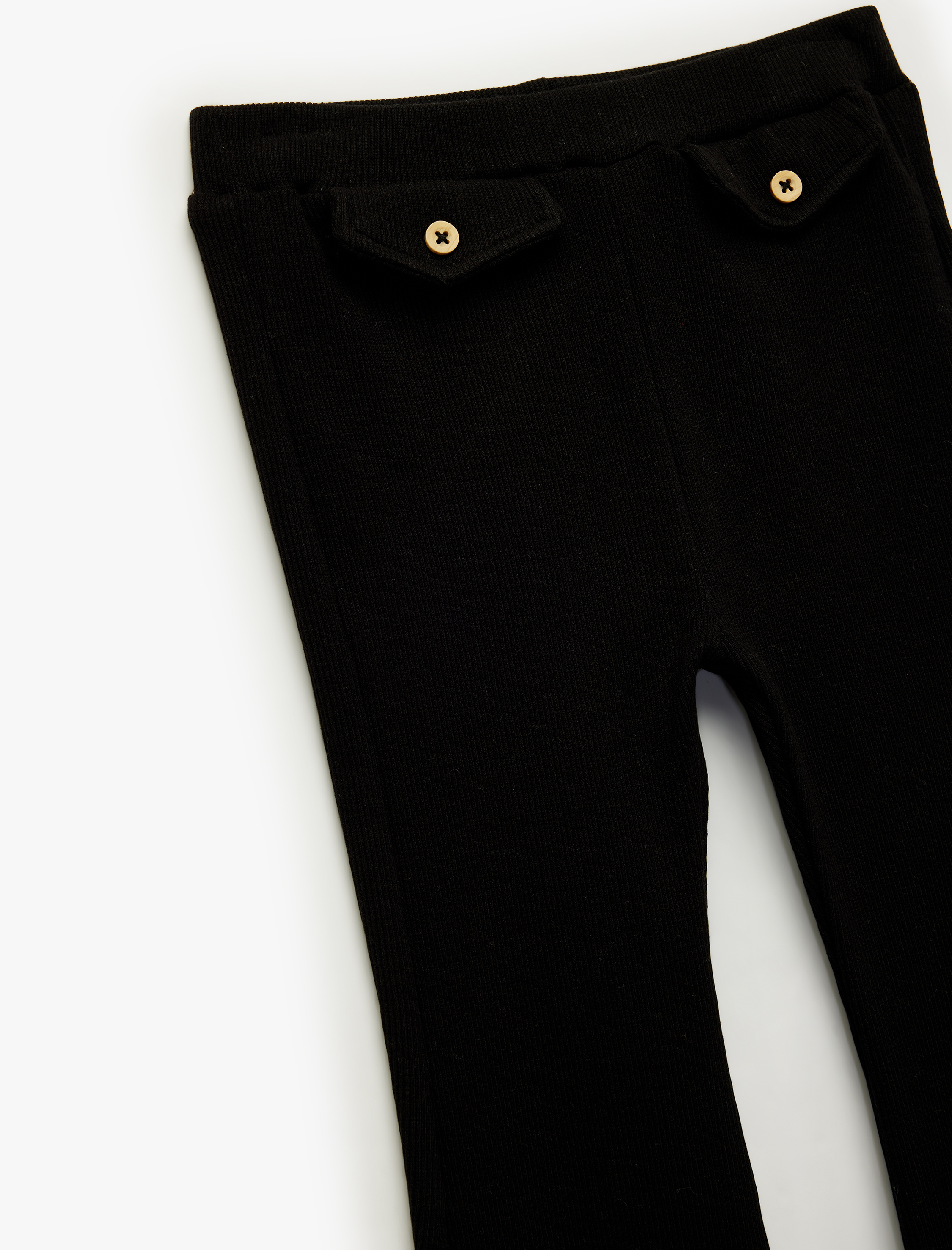  Kız Bebek Düğme Detaylı Pamuklu İspanyol Paça Tayt