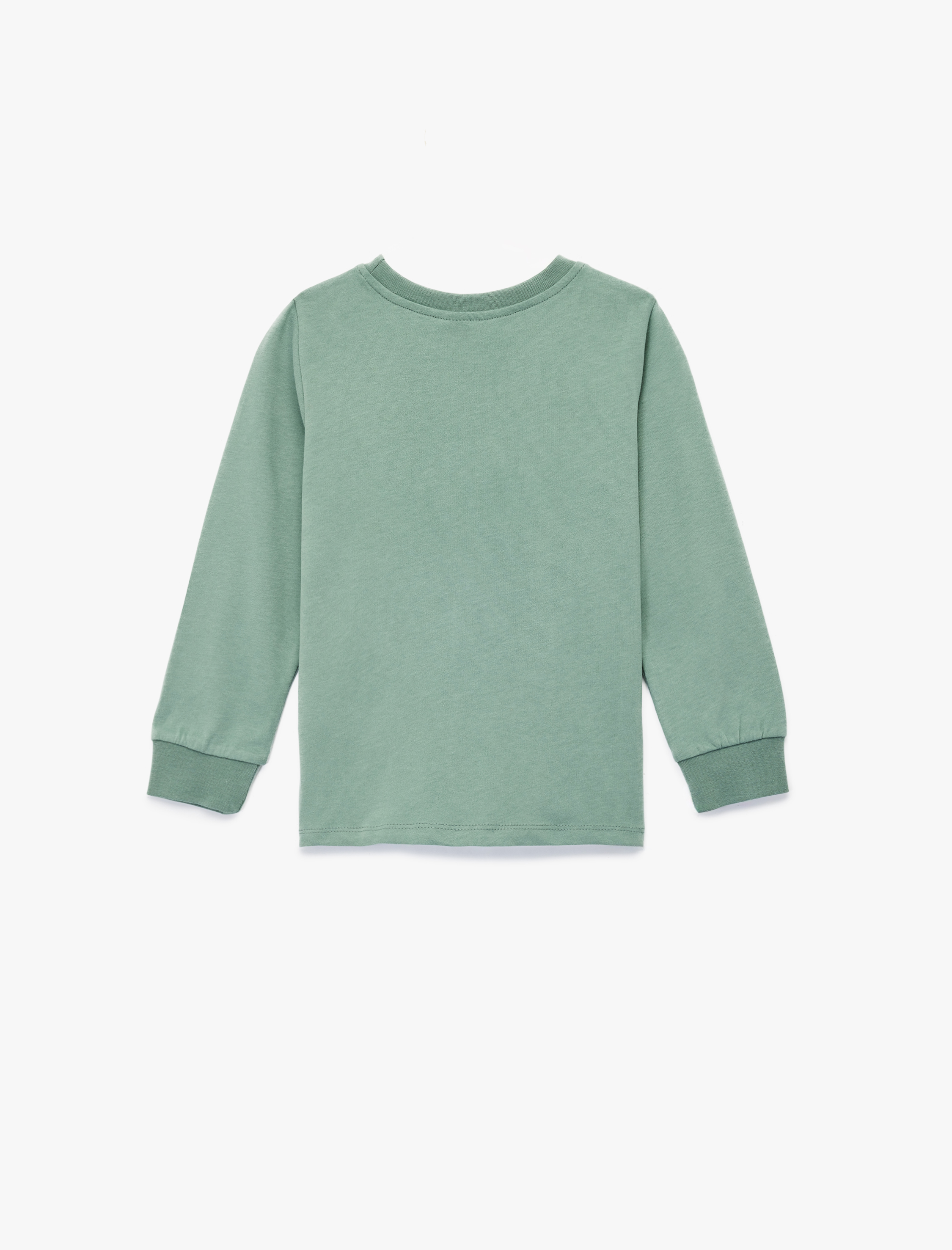  Erkek Bebek Uzun Kollu Bisiklet Yaka Dinozor Aplikeli Pamuklu Tişört