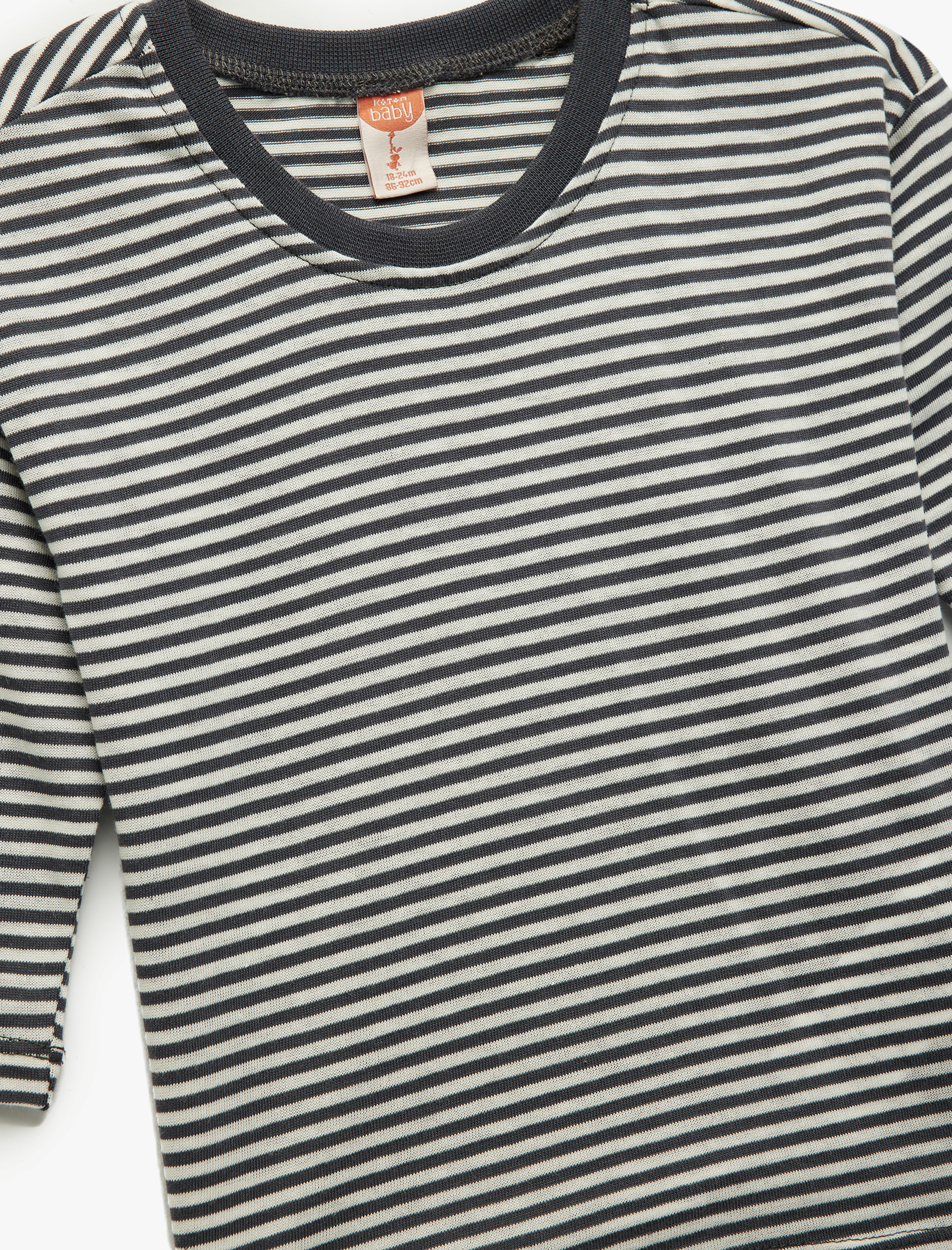  Erkek Bebek Uzun Kollu Bisiklet Yaka Pamuklu Çizgili Tişört
