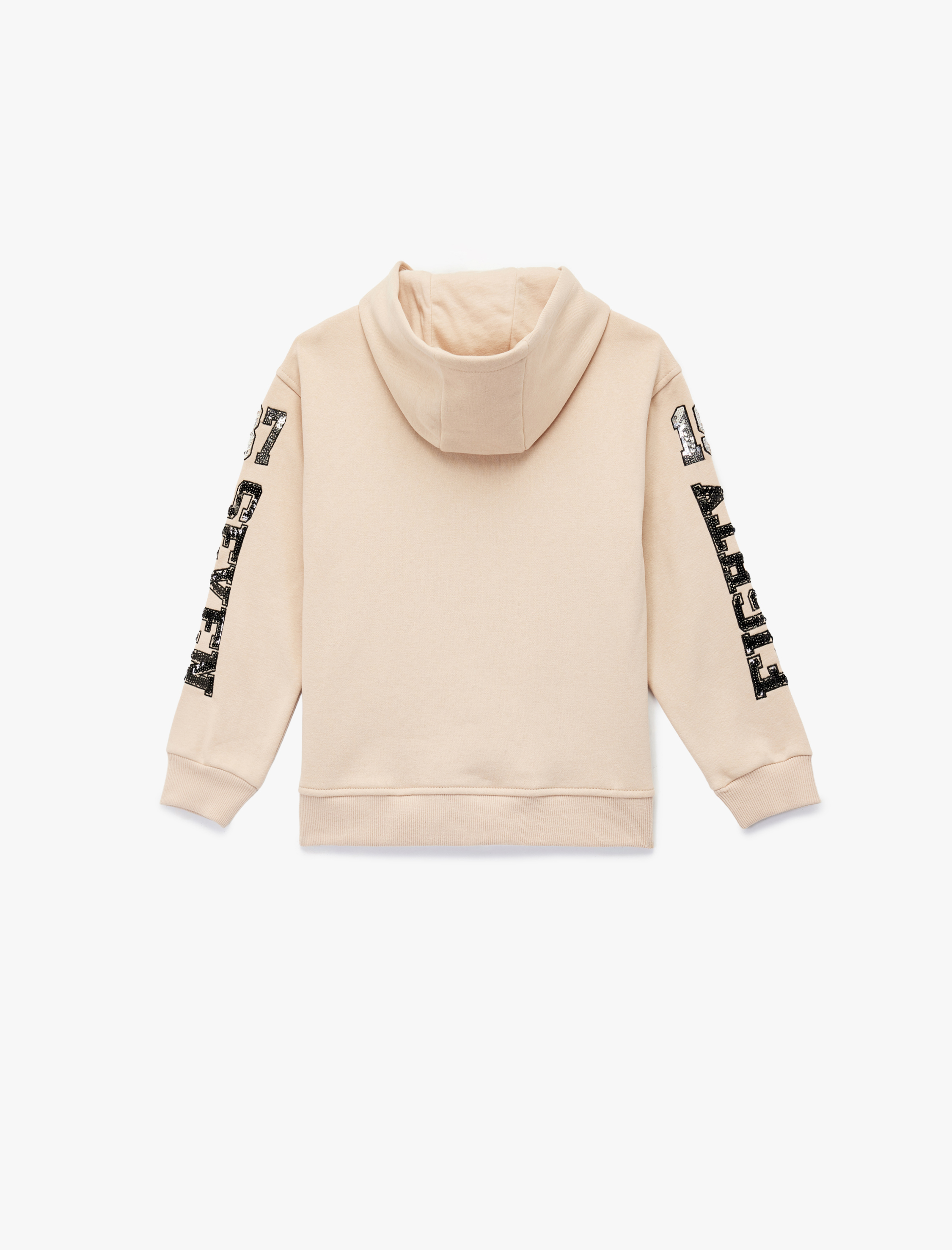  Kız Çocuk Pamuklu Uzun Kollu Pullu Payetli Kapşonlu Sweatshirt