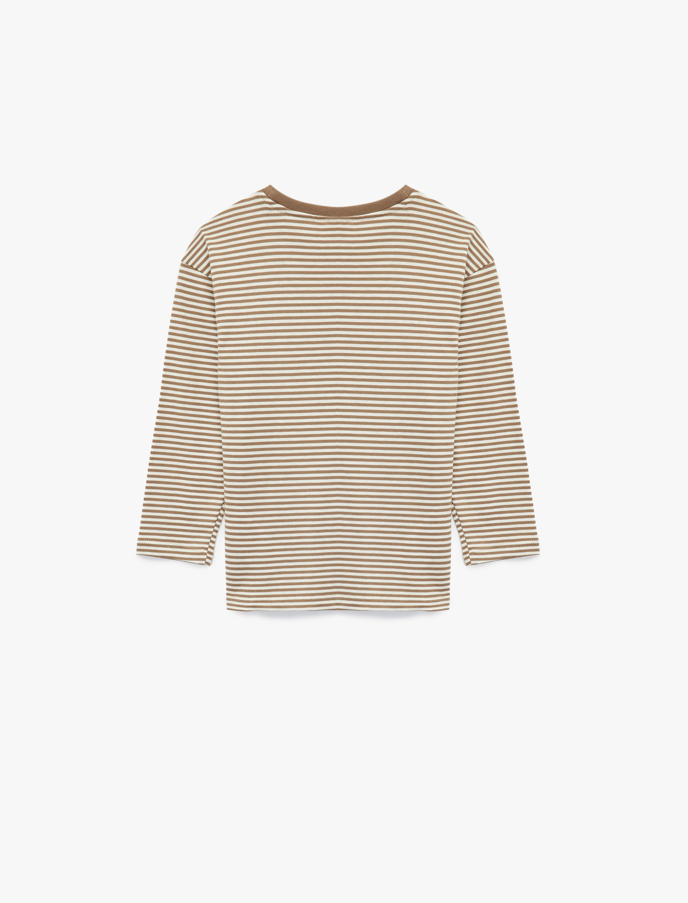  Erkek Bebek Uzun Kollu Bisiklet Yaka Pamuklu Çizgili Tişört